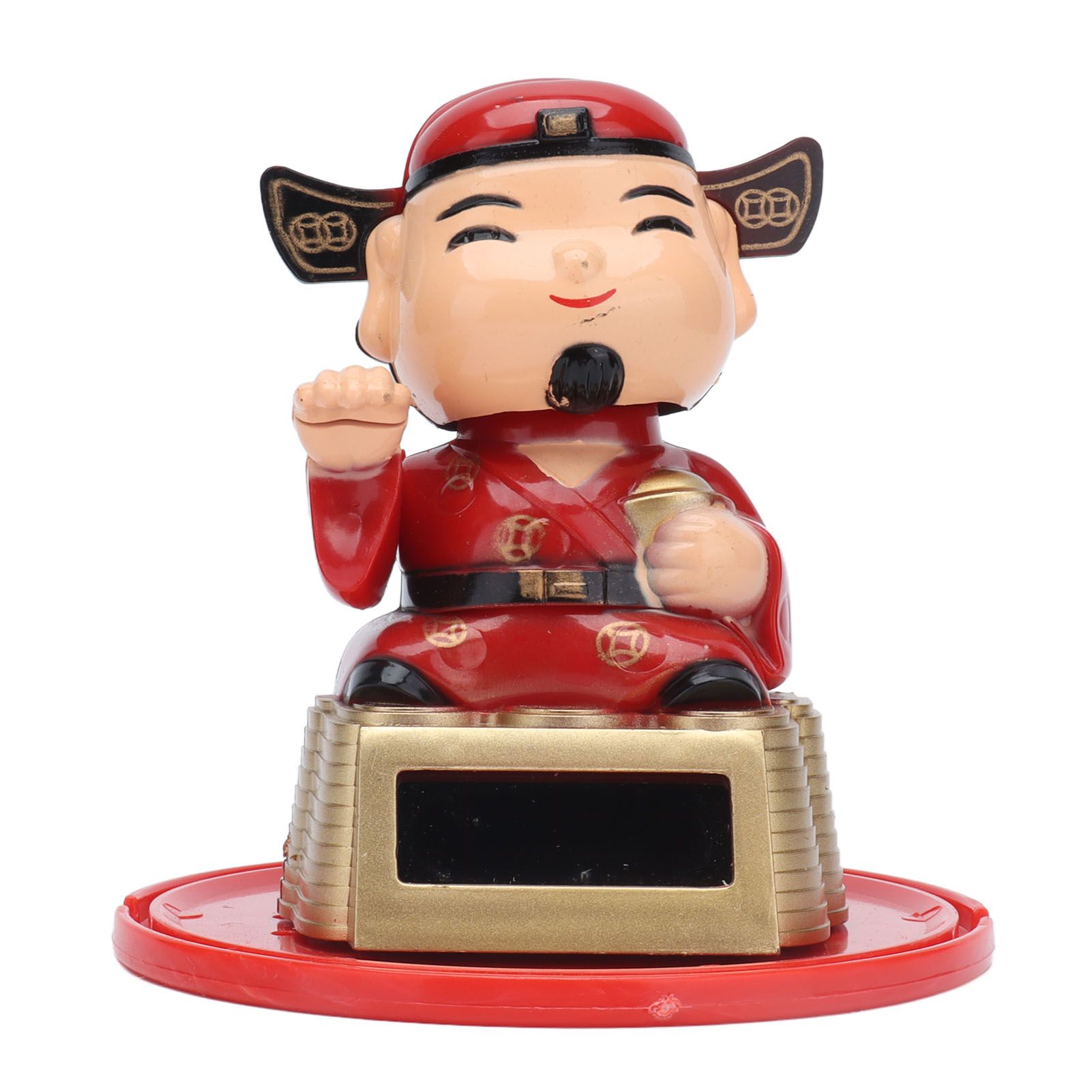 Lucky Ornaments Solar Powered Cute God of Wealth Decoration with Waving Arm for Home Office Car - Image 7