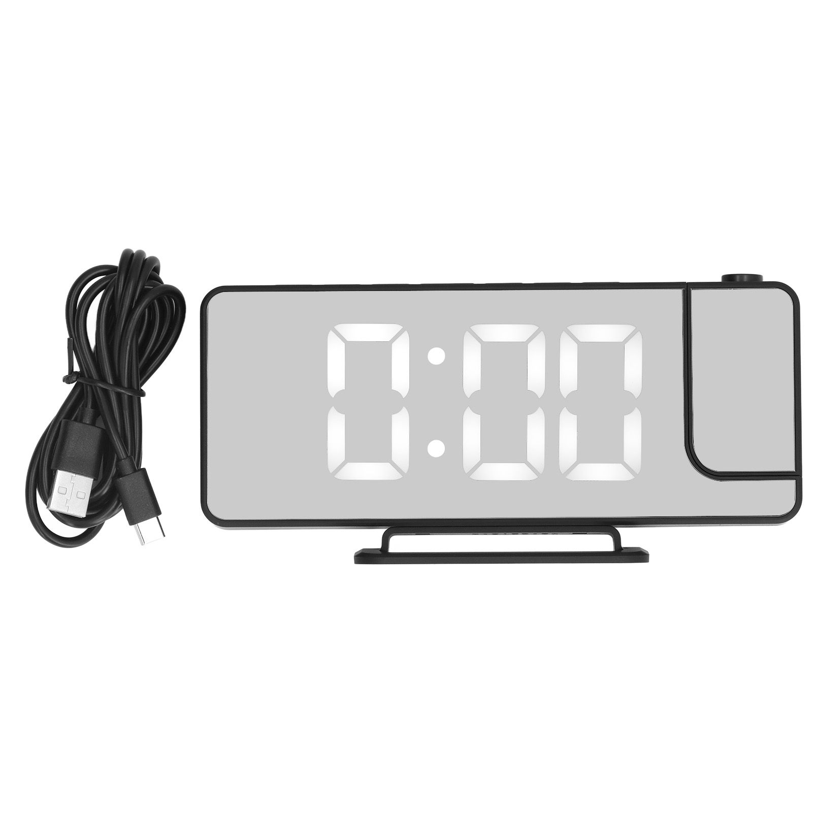 Projection Alarm Clock LED Digital Mirror Alarm Clock Rechargeable 6 Gear Brightness Bedside Clock - Image 1