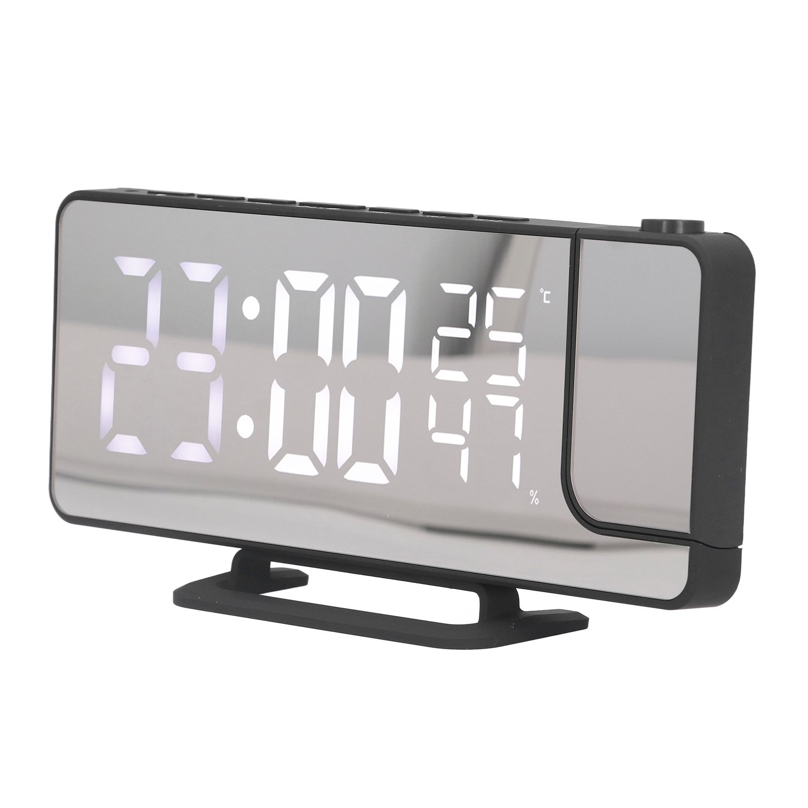 Projection Alarm Clock Mirror Screen USB Charging Snooze 180° Digital Projection Clock with Radio Temp Humidity - Image 7