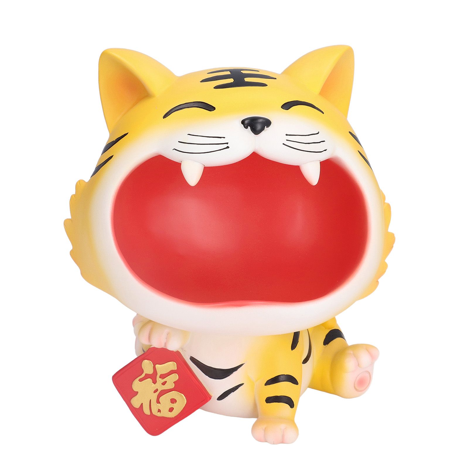 Resin Animal Storage Decoration Big Mouth Animal Statue Key Holder for Living Room Bedroom OfficeLucky Tiger - Image 1