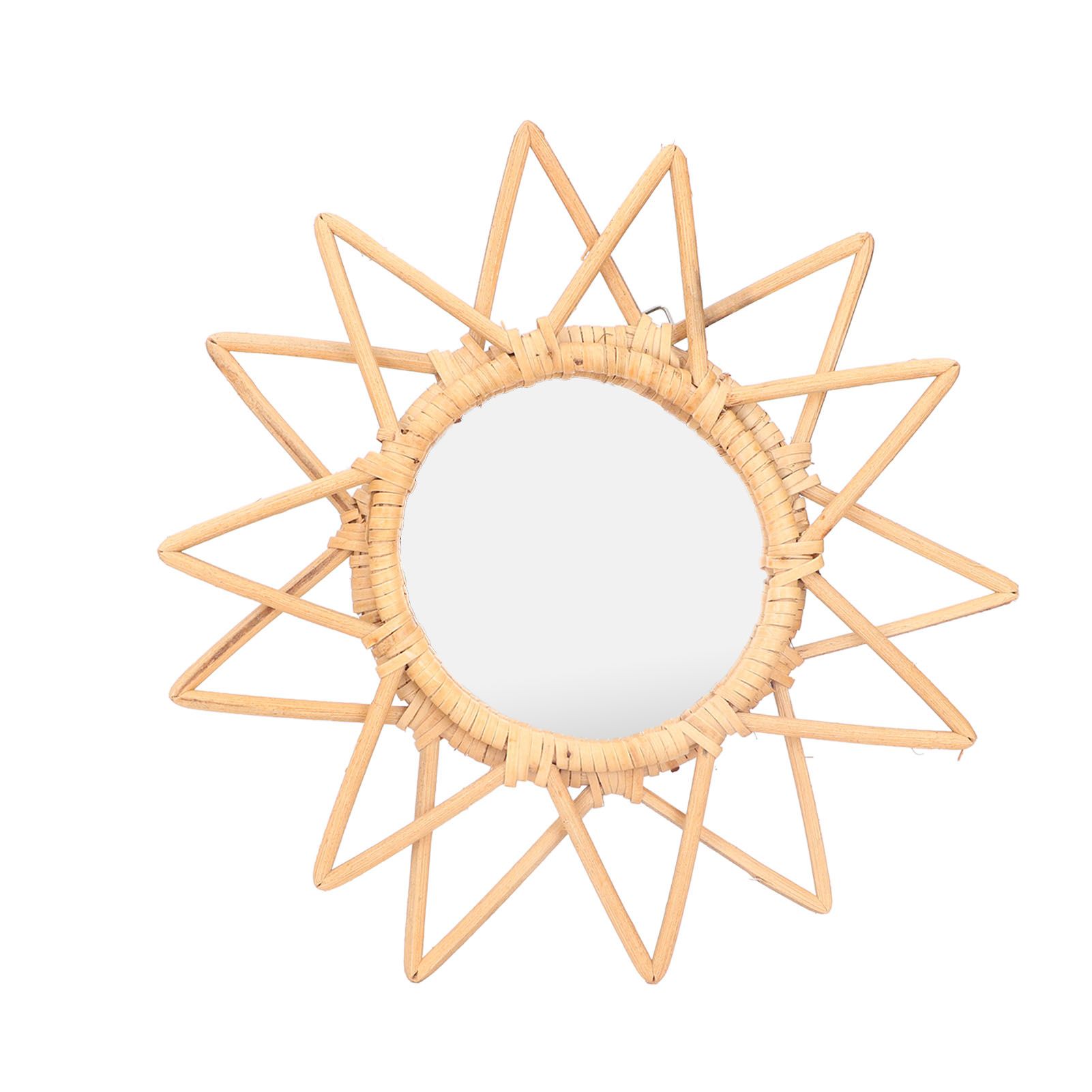 Rattan Innovative Art Decoration Makeup Mirror Retro Dressing Bathroom Wall Hanging MirrorStar - Image 1