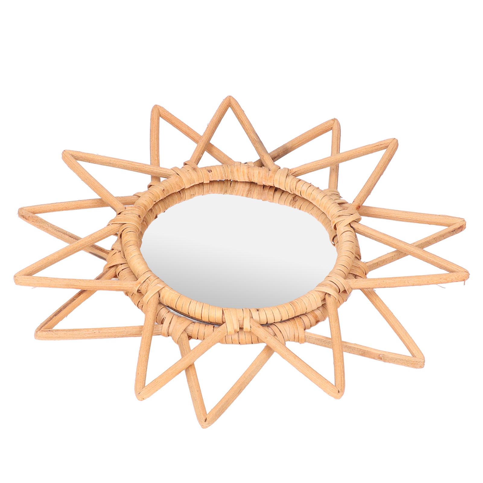 Rattan Innovative Art Decoration Makeup Mirror Retro Dressing Bathroom Wall Hanging MirrorStar - Image 2