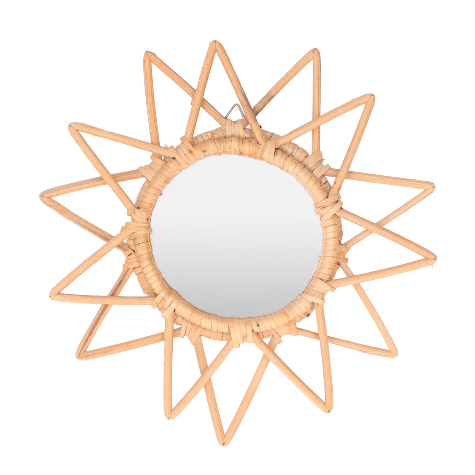 Rattan Innovative Art Decoration Makeup Mirror Retro Dressing Bathroom Wall Hanging MirrorStar - Image 3