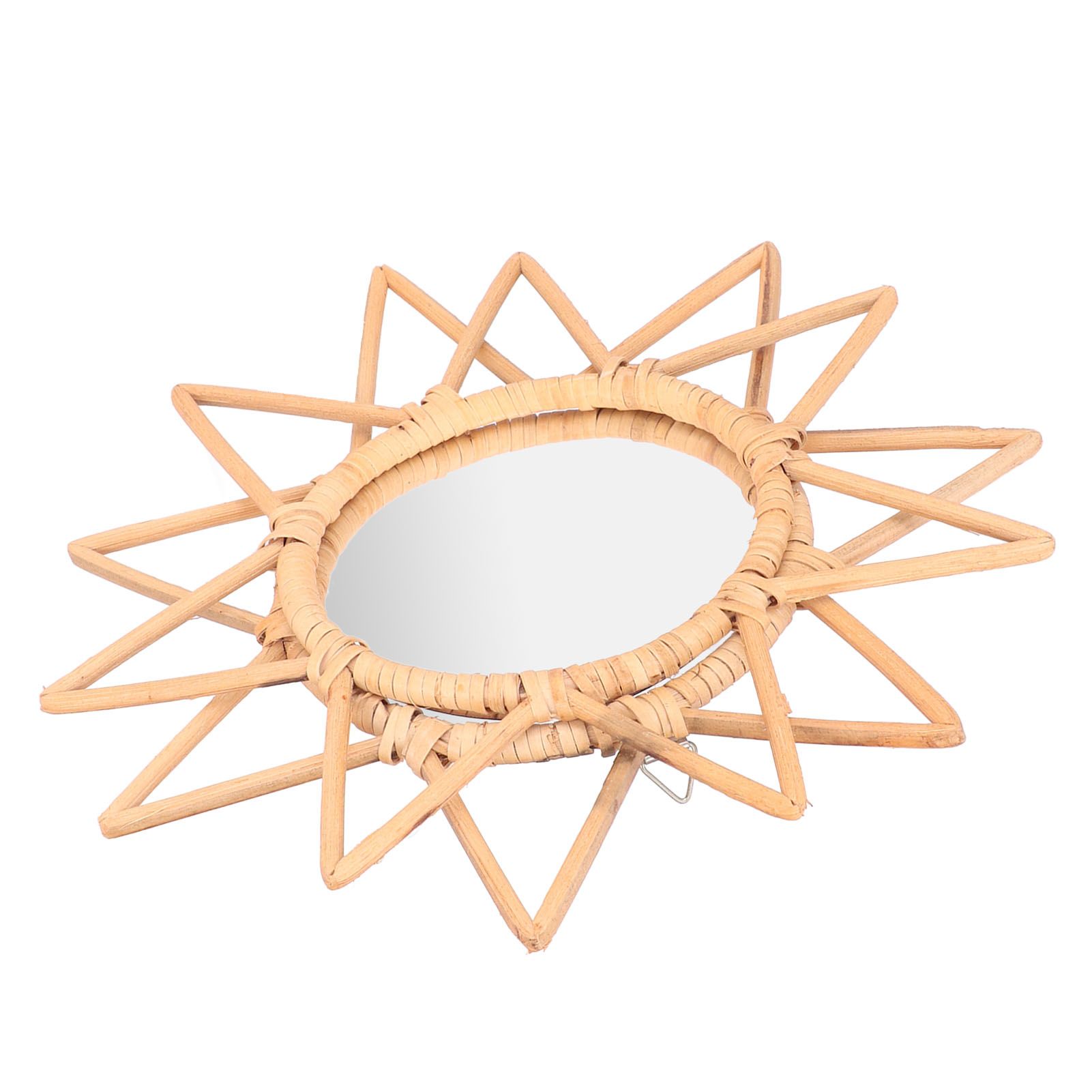 Rattan Innovative Art Decoration Makeup Mirror Retro Dressing Bathroom Wall Hanging MirrorStar - Image 4