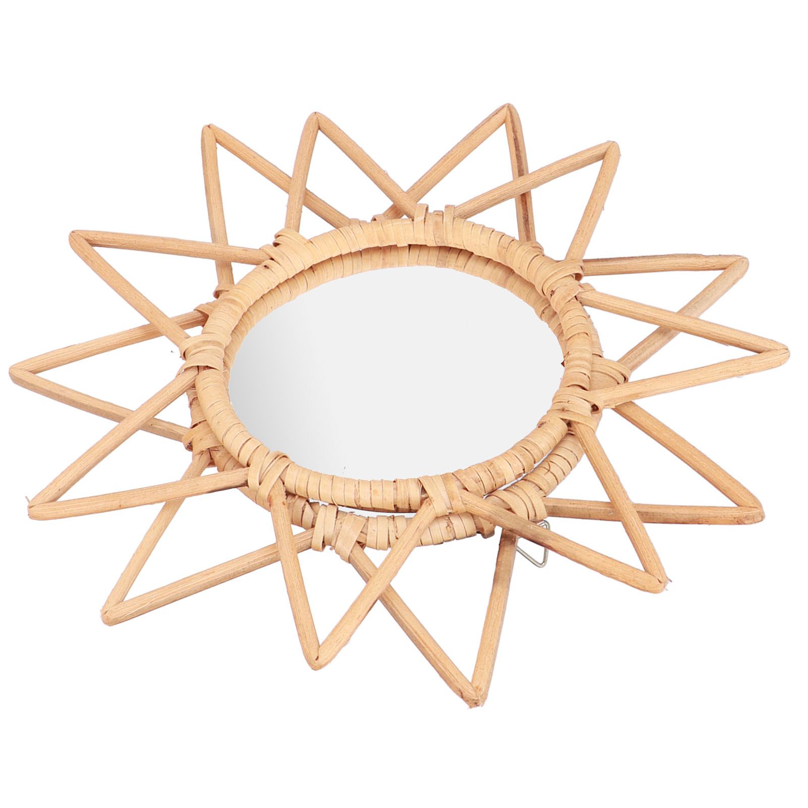 Rattan Innovative Art Decoration Makeup Mirror Retro Dressing Bathroom Wall Hanging MirrorStar - Image 5