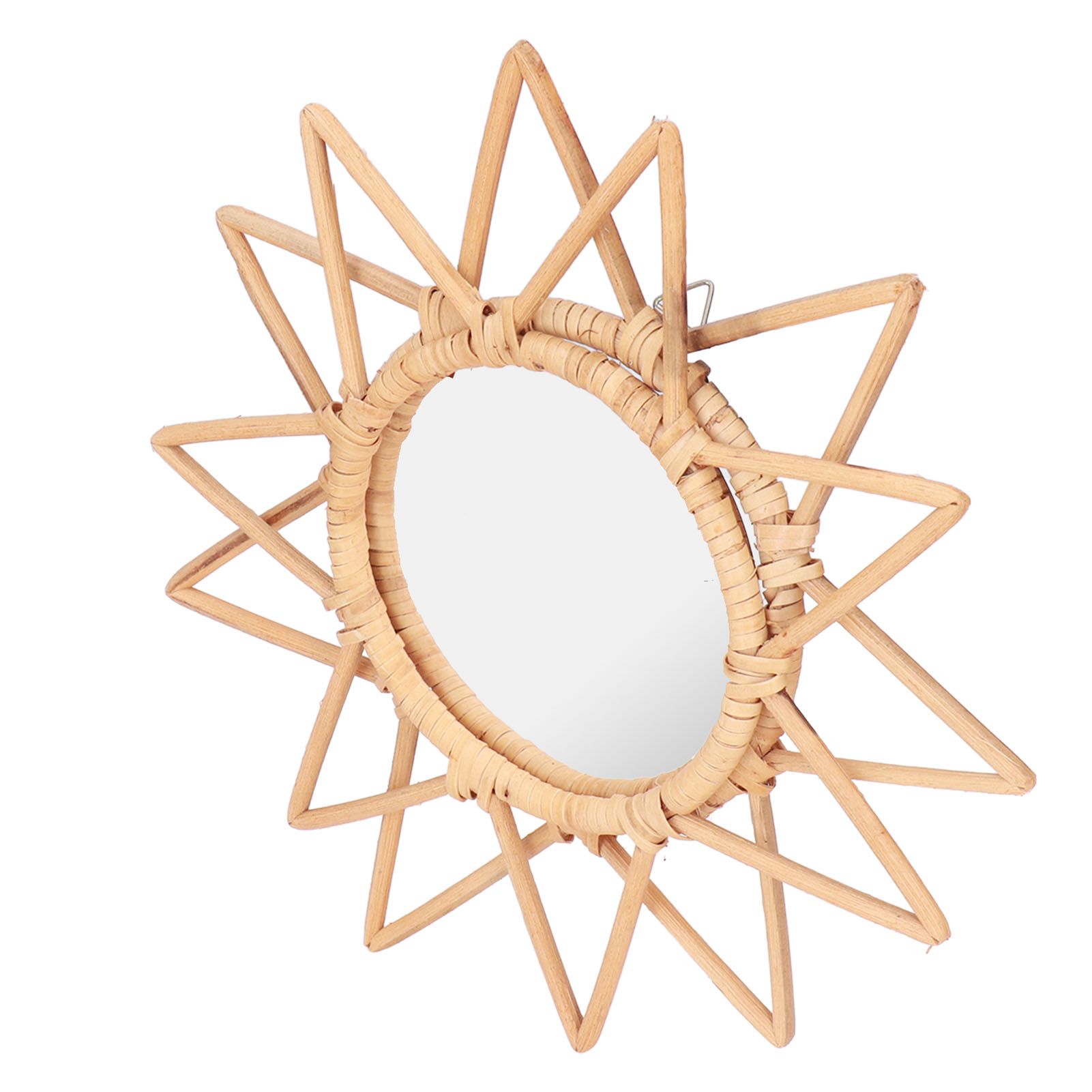 Rattan Innovative Art Decoration Makeup Mirror Retro Dressing Bathroom Wall Hanging MirrorStar - Image 6