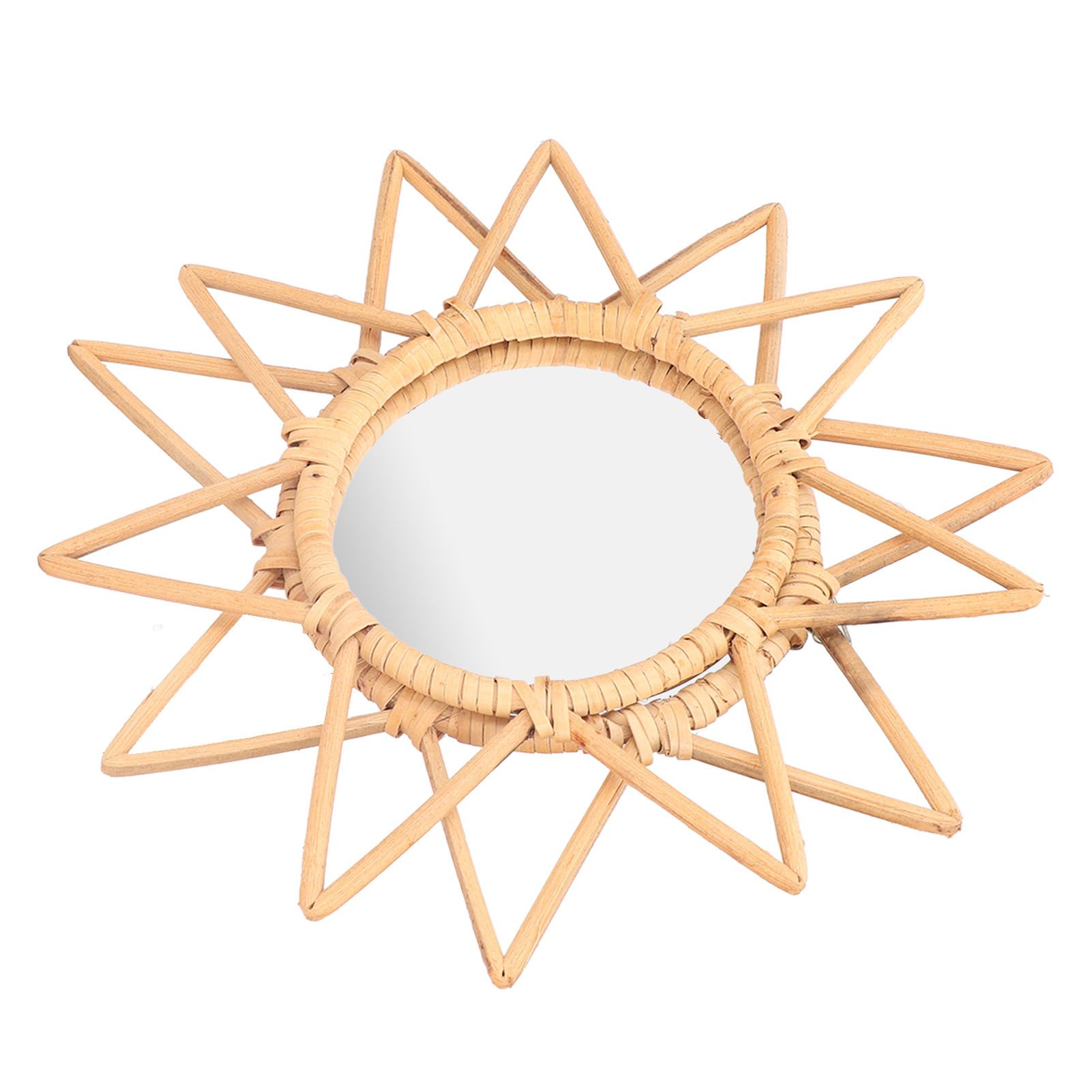 Rattan Innovative Art Decoration Makeup Mirror Retro Dressing Bathroom Wall Hanging MirrorStar - Image 7