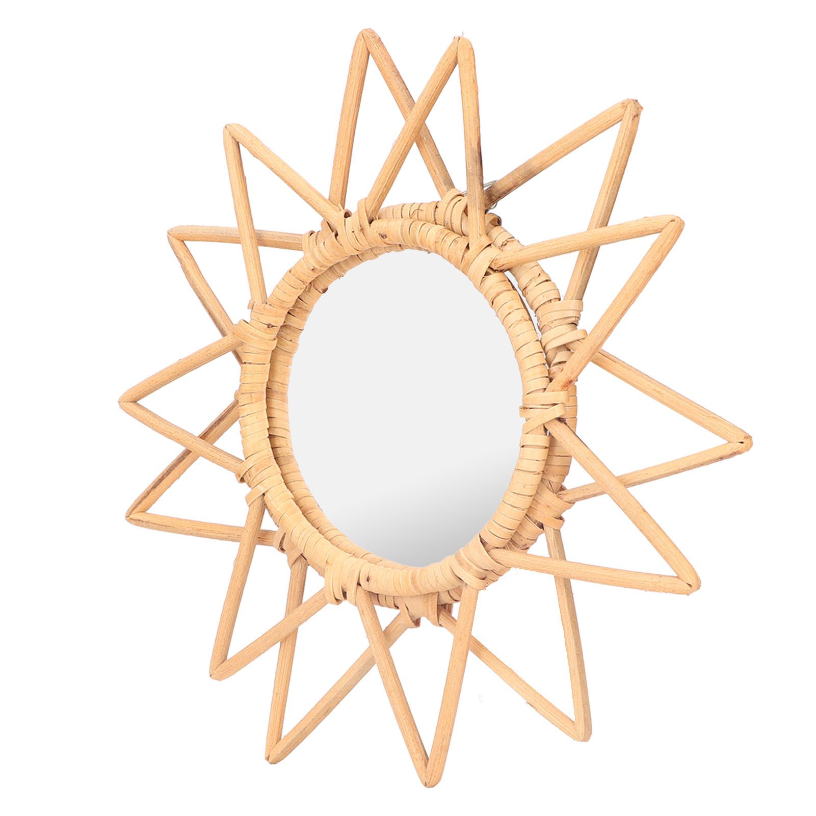 Rattan Innovative Art Decoration Makeup Mirror Retro Dressing Bathroom Wall Hanging MirrorStar - Image 8
