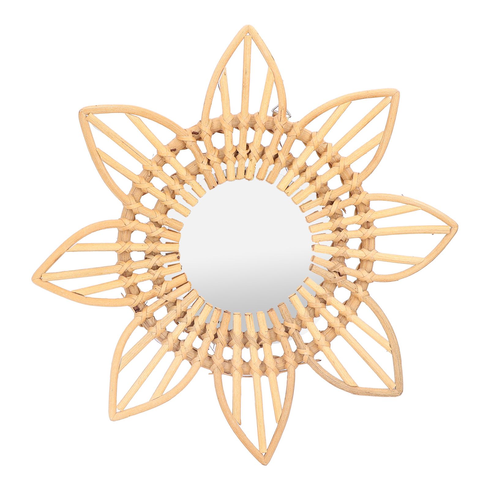 Rattan Innovative Art Decoration Makeup Mirror Retro Dressing Bathroom Wall Hanging MirrorFlower - Image 1