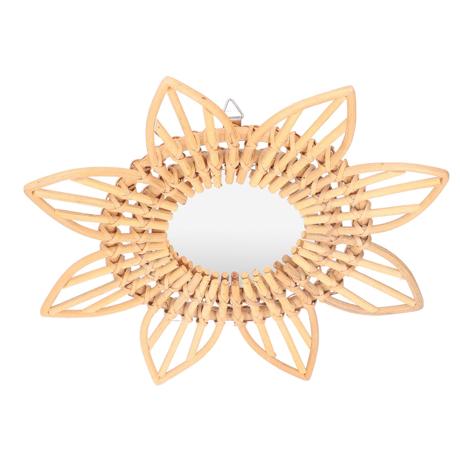 Rattan Innovative Art Decoration Makeup Mirror Retro Dressing Bathroom Wall Hanging MirrorFlower - Image 2