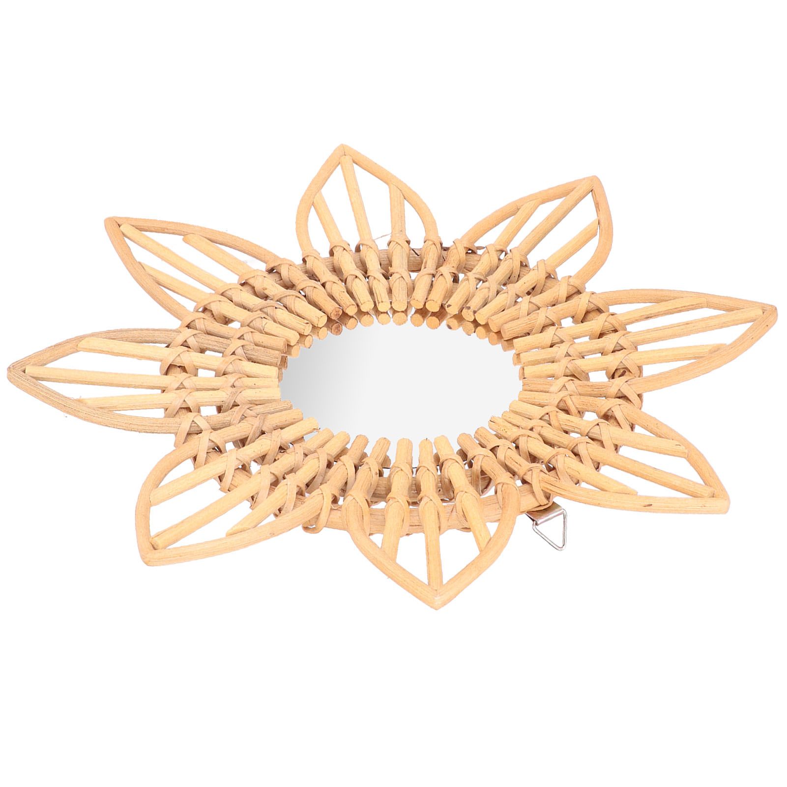 Rattan Innovative Art Decoration Makeup Mirror Retro Dressing Bathroom Wall Hanging MirrorFlower - Image 4