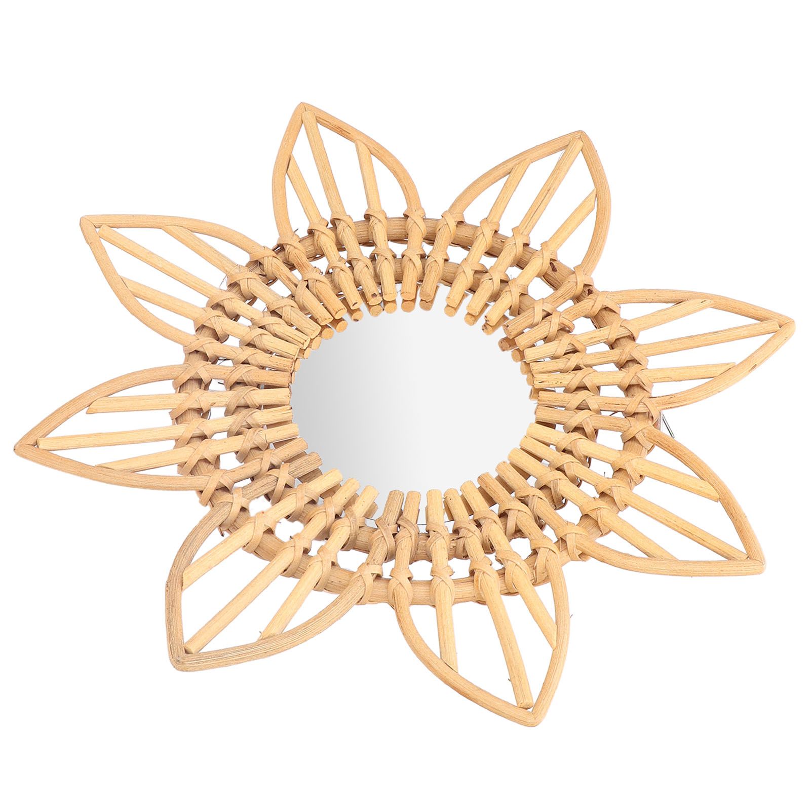 Rattan Innovative Art Decoration Makeup Mirror Retro Dressing Bathroom Wall Hanging MirrorFlower - Image 6