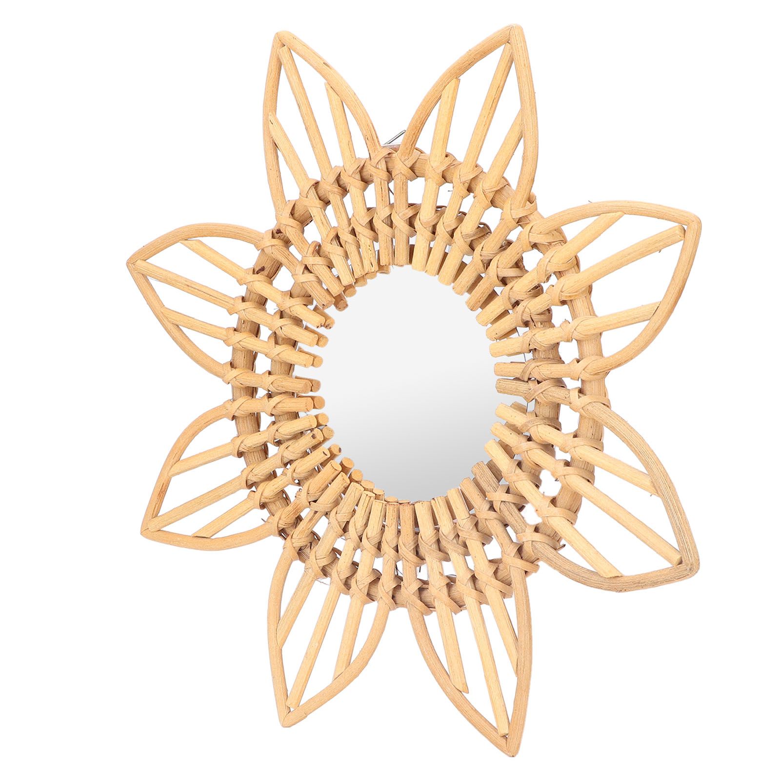 Rattan Innovative Art Decoration Makeup Mirror Retro Dressing Bathroom Wall Hanging MirrorFlower - Image 7
