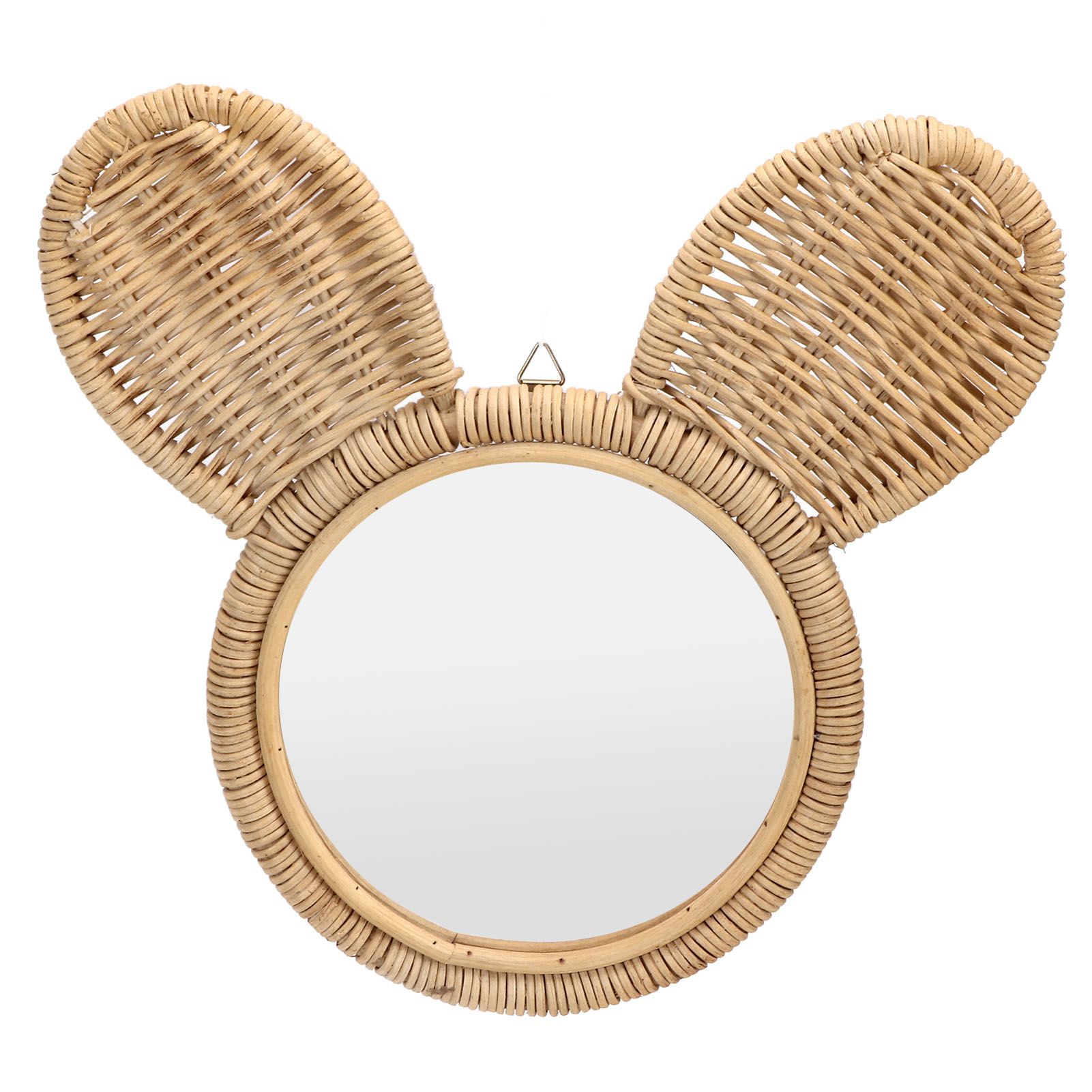 Hanging Mirror High Definition Rattan Mirror Wall Decorative Makeup Mirror for Bathroom Hotel - Image 1