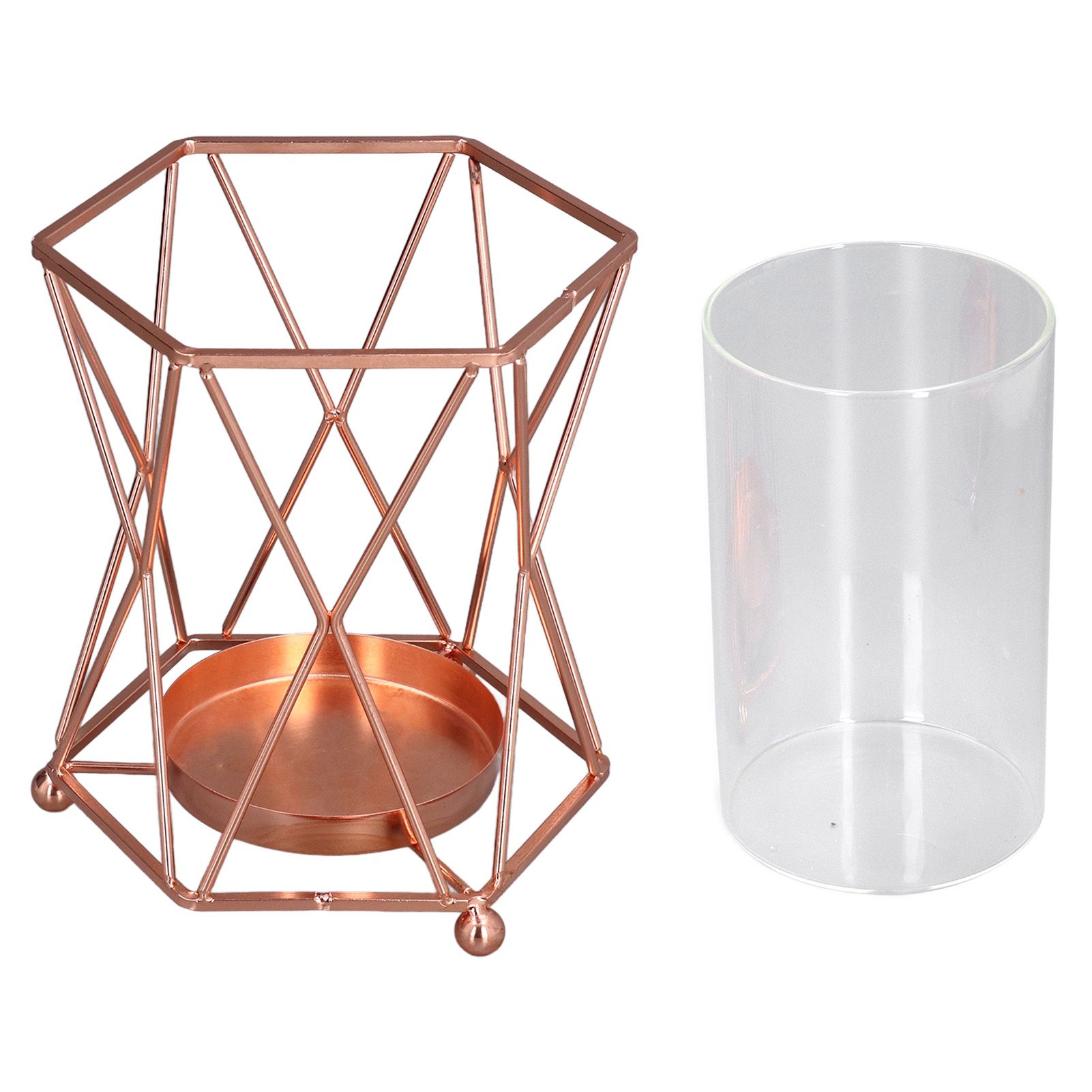 Plant Vase with Wrought Iron Flower Stand Transparent Glass Flower Pot Hydroponic Vase for Living Room - Image 3
