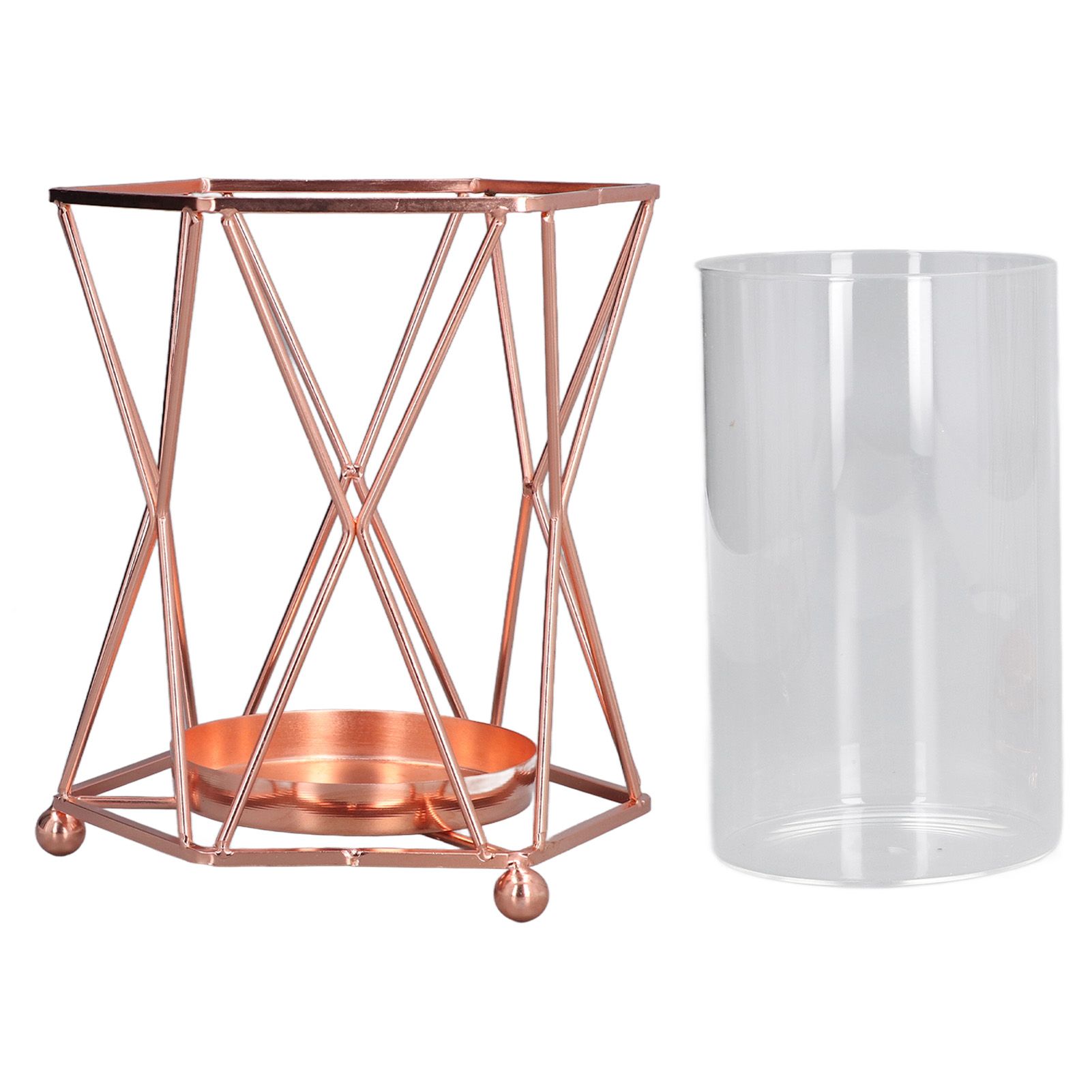 Plant Vase with Wrought Iron Flower Stand Transparent Glass Flower Pot Hydroponic Vase for Living Room - Image 6