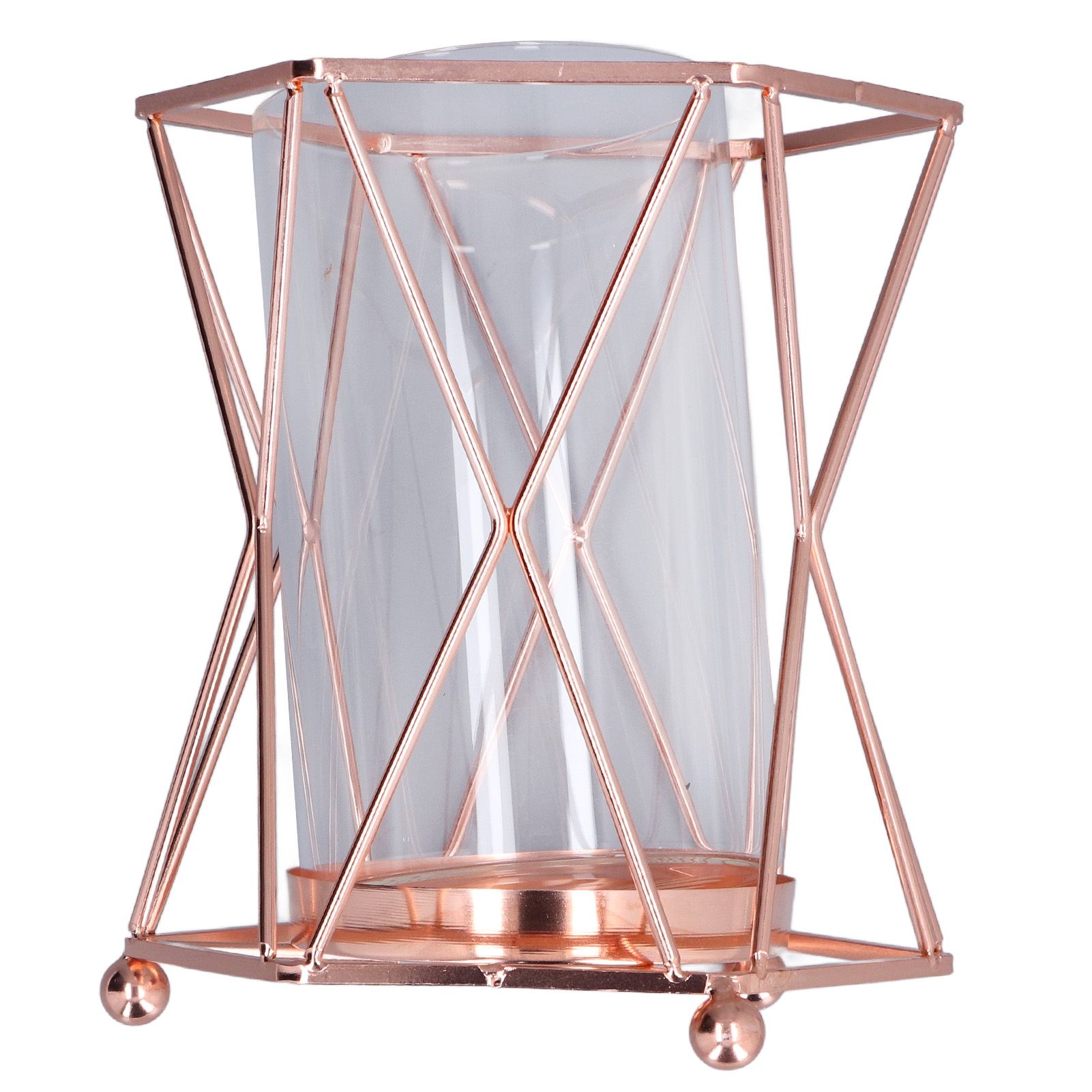 Plant Vase with Wrought Iron Flower Stand Transparent Glass Flower Pot Hydroponic Vase for Living Room - Image 7