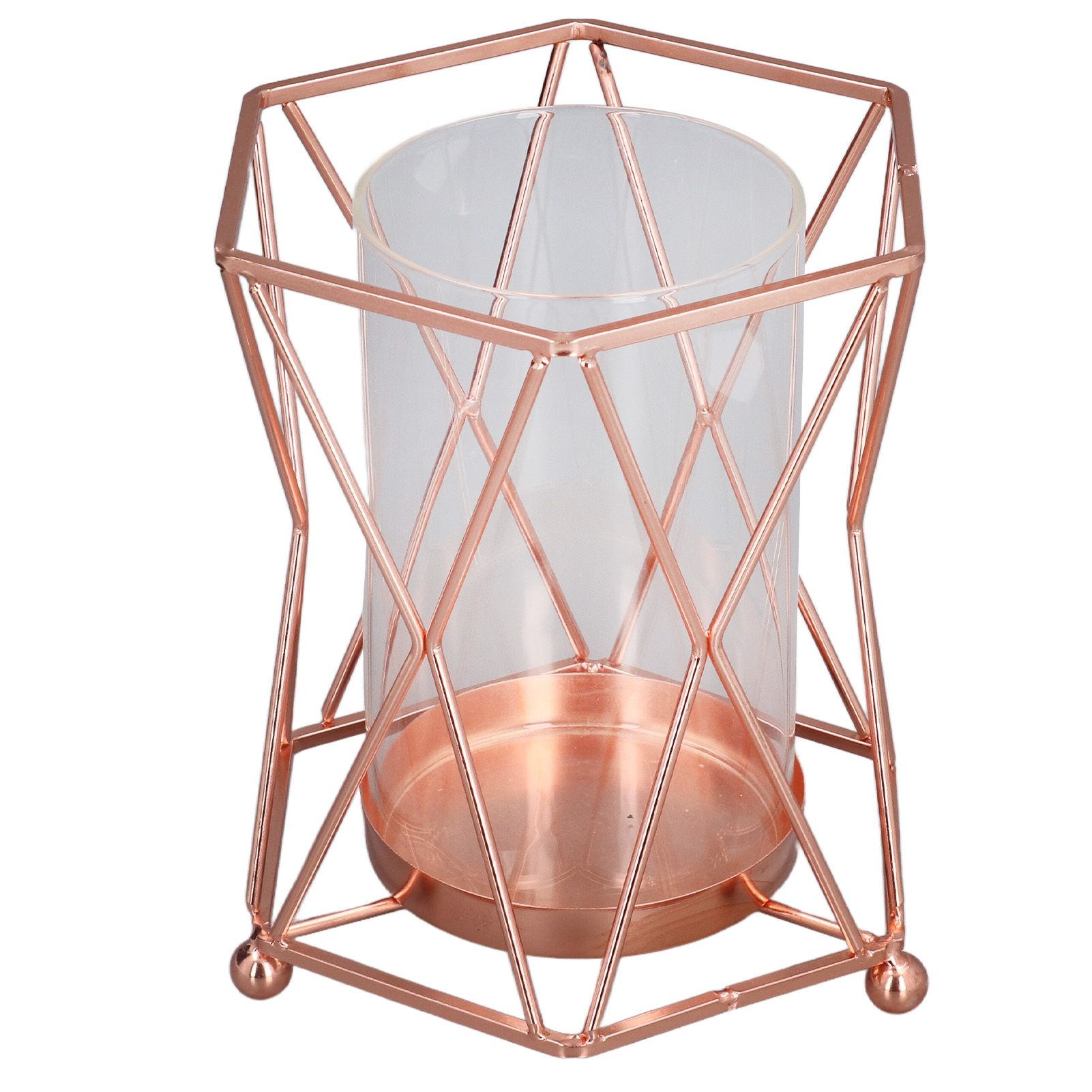 Plant Vase with Wrought Iron Flower Stand Transparent Glass Flower Pot Hydroponic Vase for Living Room - Image 8