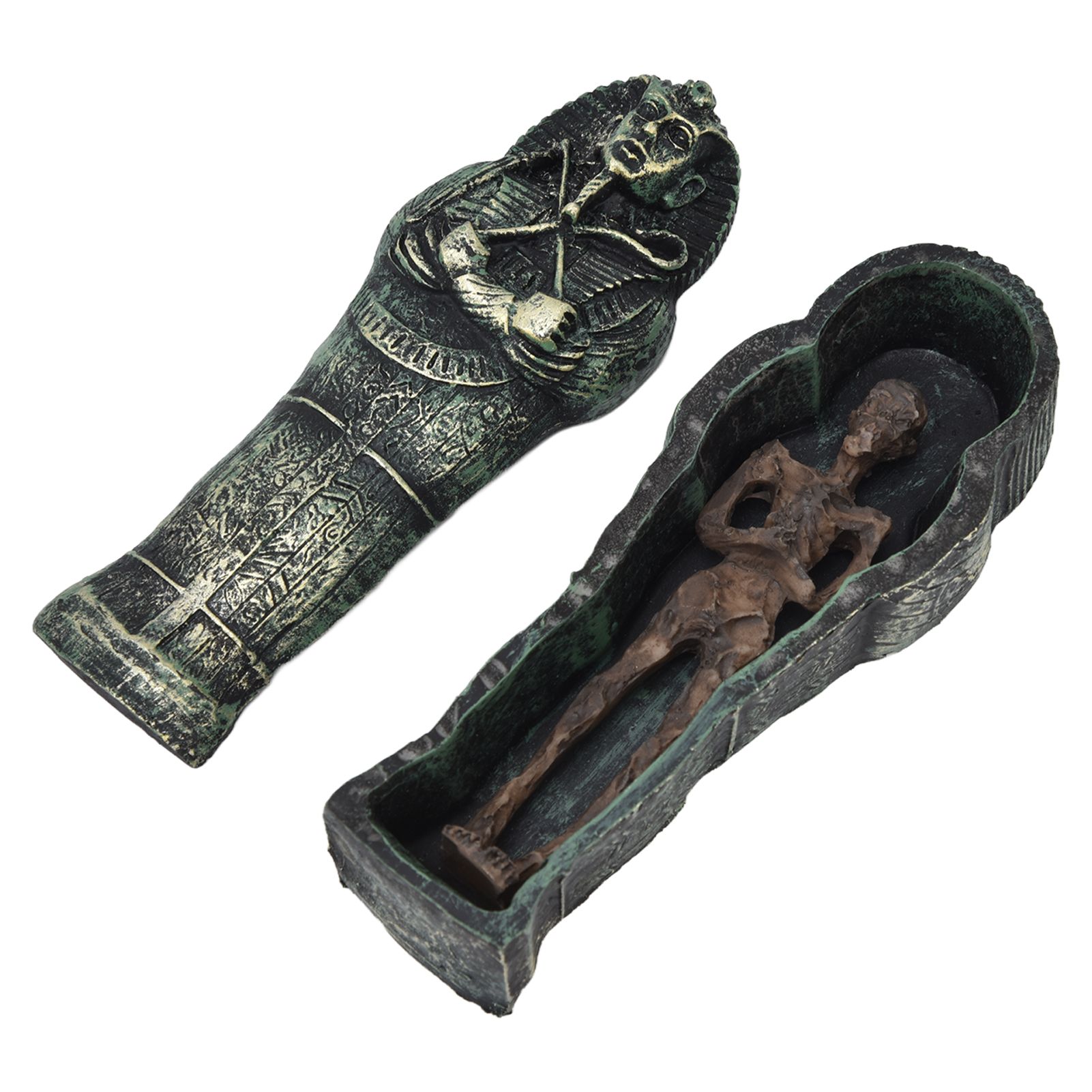 Mummy Coffin Decorations Aquarium Fish Tank Ornaments Landscape Skull Resin Skull Mummy Coffin Ornament - Image 2
