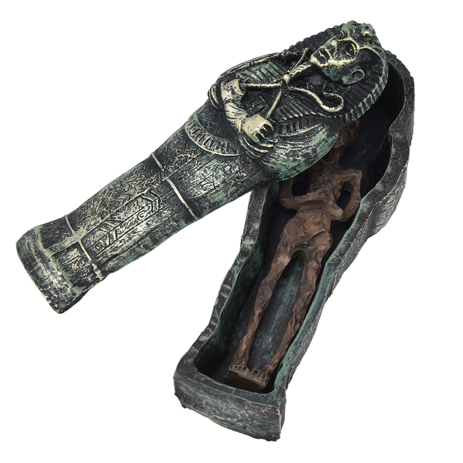 Mummy Coffin Decorations Aquarium Fish Tank Ornaments Landscape Skull Resin Skull Mummy Coffin Ornament - Image 3