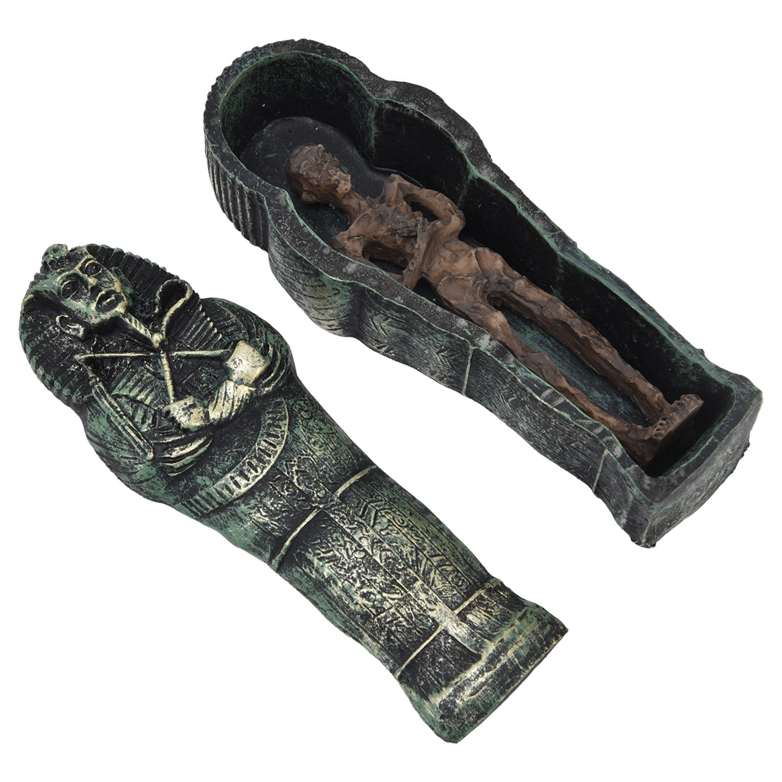 Mummy Coffin Decorations Aquarium Fish Tank Ornaments Landscape Skull Resin Skull Mummy Coffin Ornament - Image 4