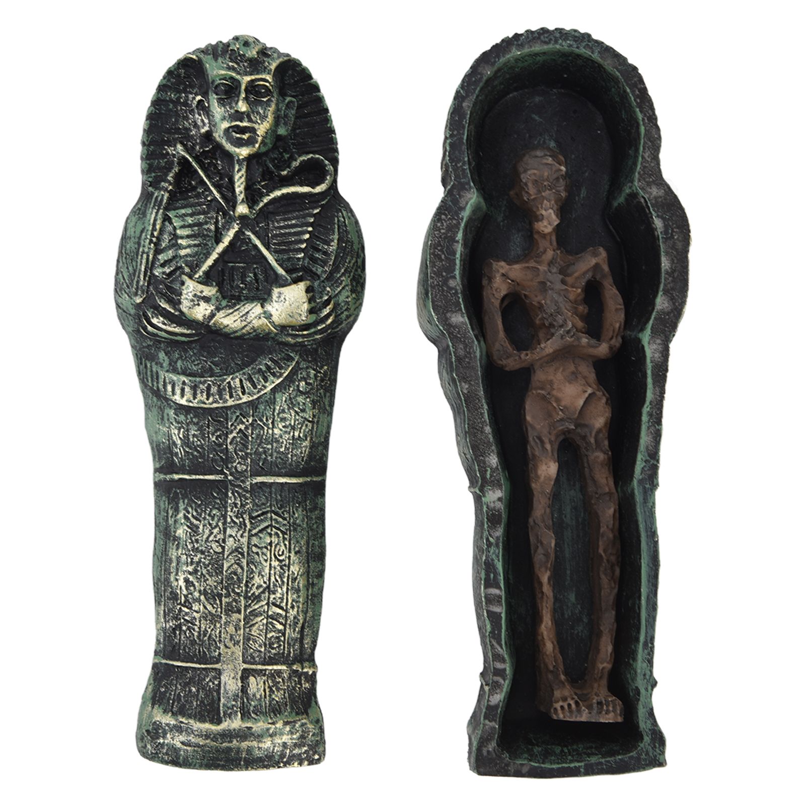Mummy Coffin Decorations Aquarium Fish Tank Ornaments Landscape Skull Resin Skull Mummy Coffin Ornament - Image 5