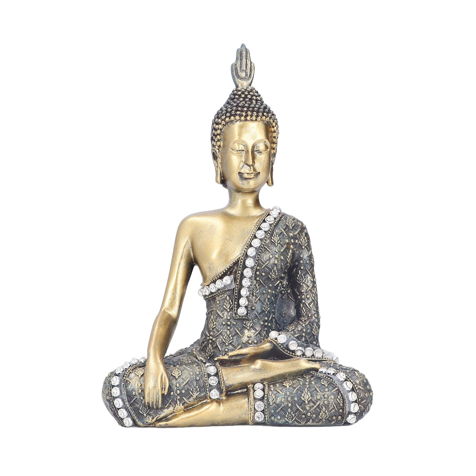 Buddha Ornament Resin Retro Small Decorative Desktop Sitting Buddha Statue for Home Office - Image 2