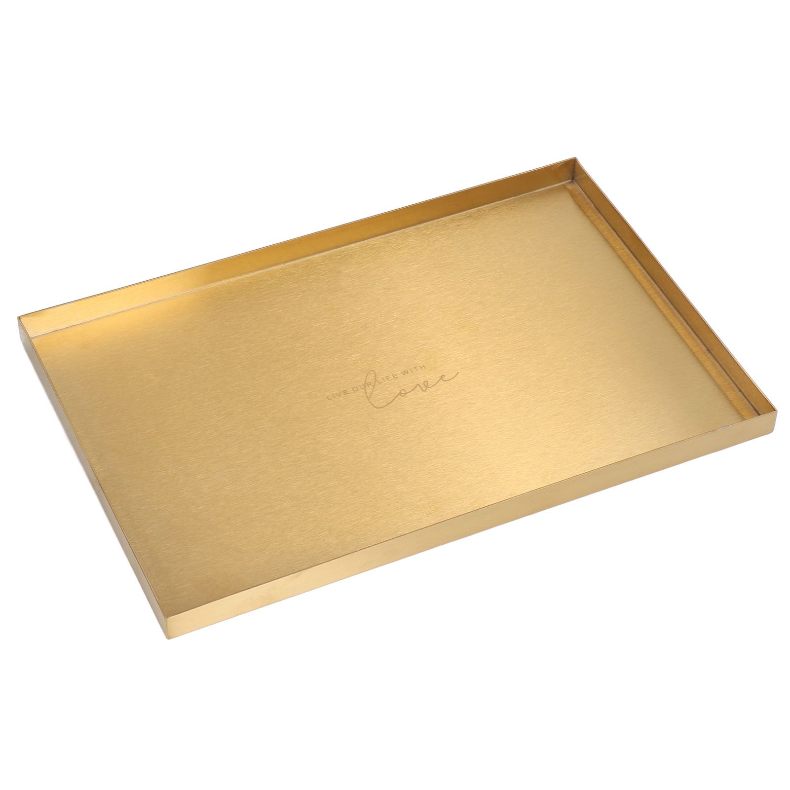 Modern Metal Gold Plate Rectangle Storage Tray Cosmetic Jewelry Display Stainless Steel Tray - Image 2