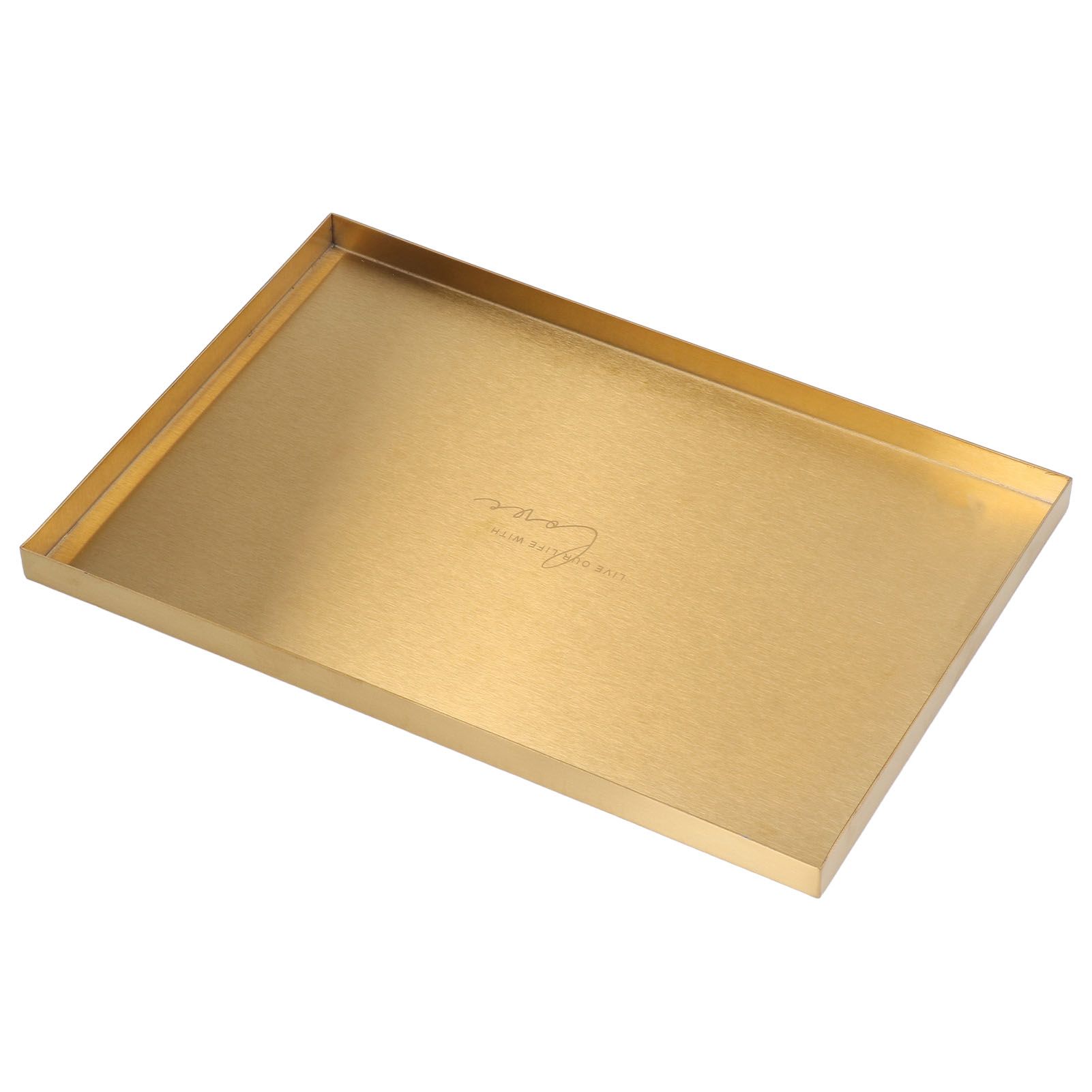 Modern Metal Gold Plate Rectangle Storage Tray Cosmetic Jewelry Display Stainless Steel Tray - Image 3