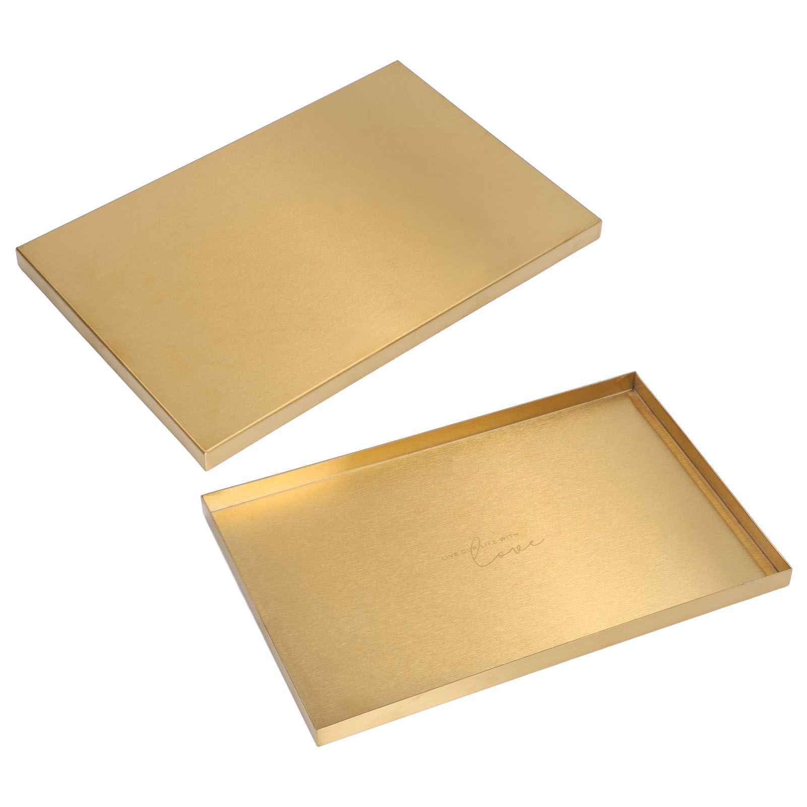 Modern Metal Gold Plate Rectangle Storage Tray Cosmetic Jewelry Display Stainless Steel Tray - Image 8