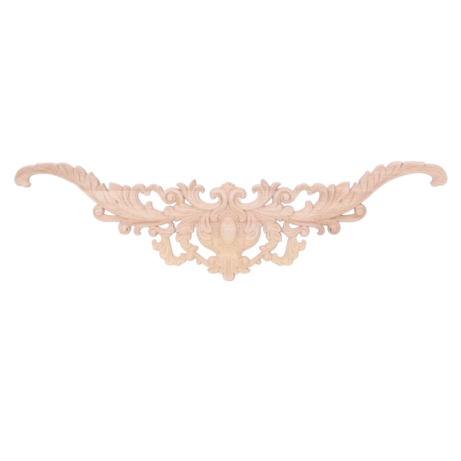 Wood Appliques Exquisite Elegant European Style Rubber Wood Long Flower Piece Home Decoration Carved Accessories - Image 1