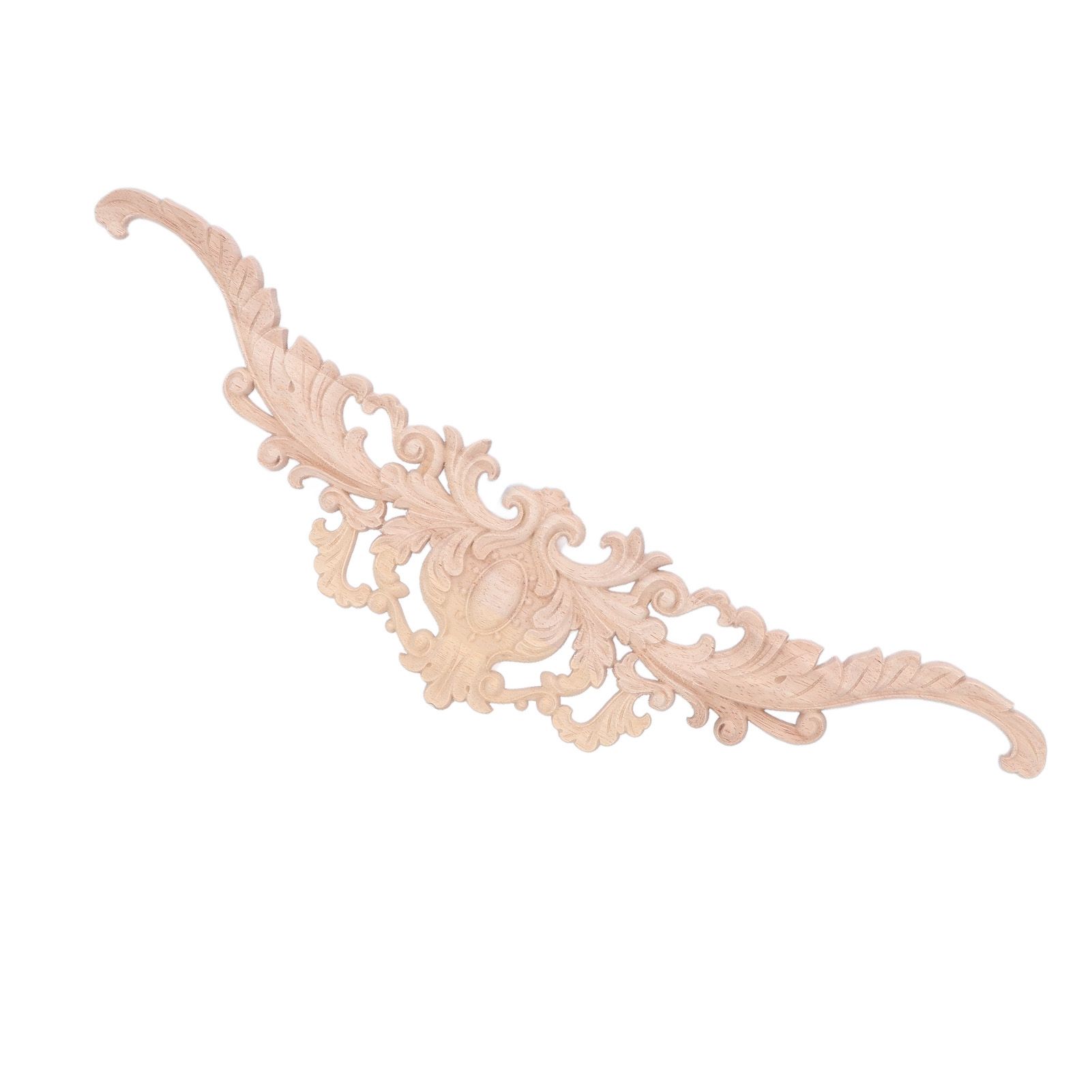 Wood Appliques Exquisite Elegant European Style Rubber Wood Long Flower Piece Home Decoration Carved Accessories - Image 3