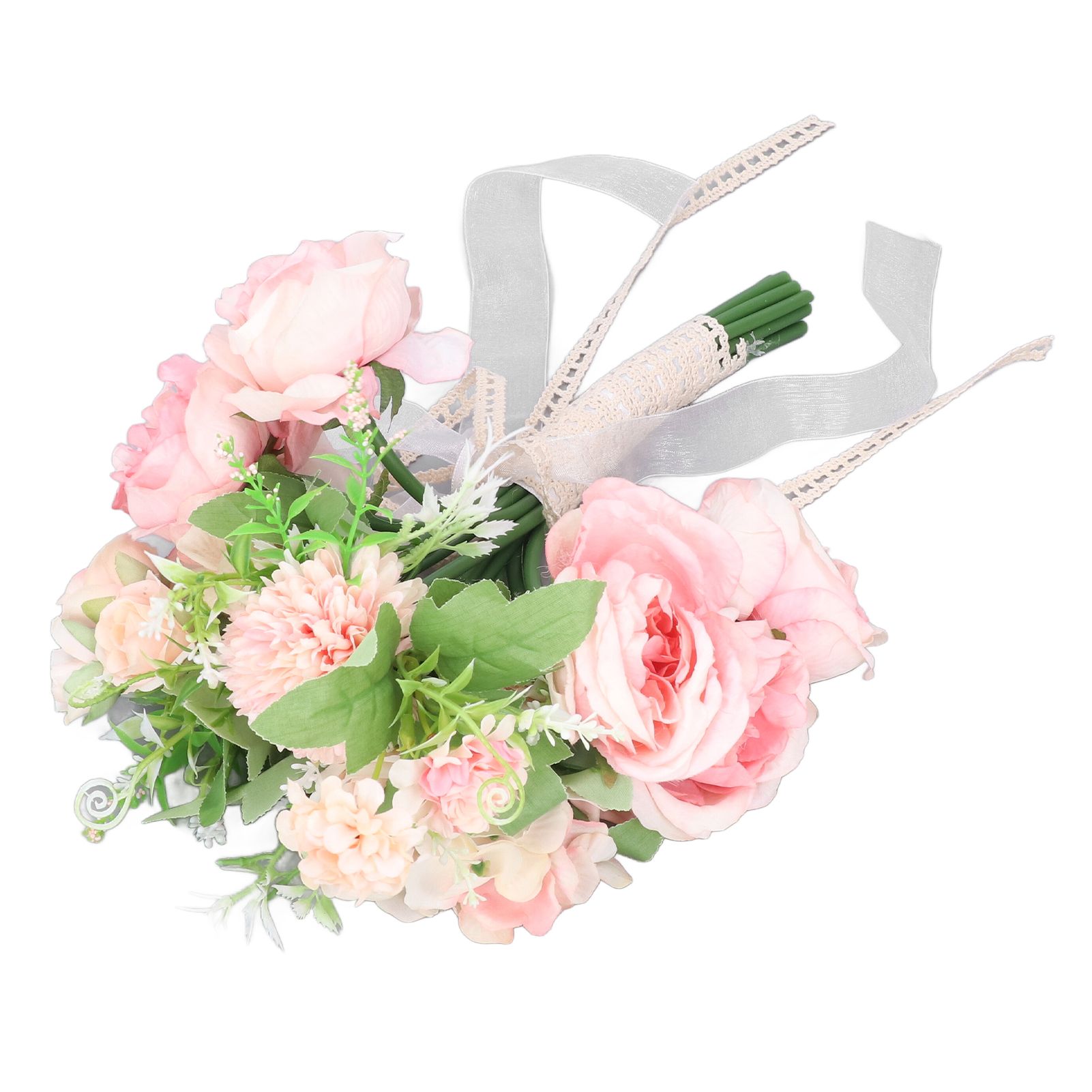 Wedding Bouquet Fake Rose Flower Holding Bunch for Decoration Photography Art Photo Pink - Image 2