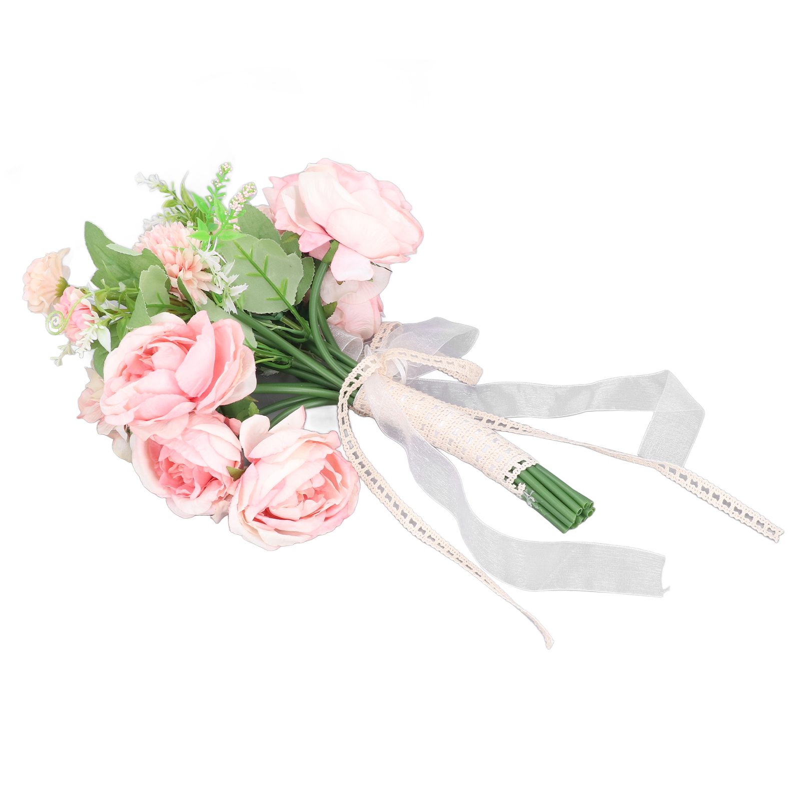 Wedding Bouquet Fake Rose Flower Holding Bunch for Decoration Photography Art Photo Pink - Image 5