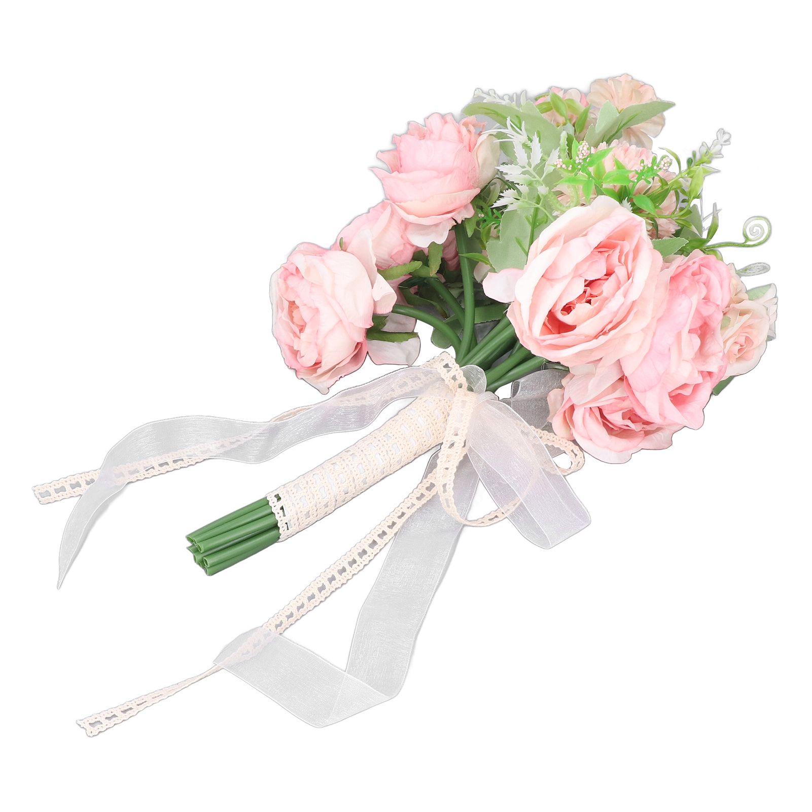 Wedding Bouquet Fake Rose Flower Holding Bunch for Decoration Photography Art Photo Pink - Image 6