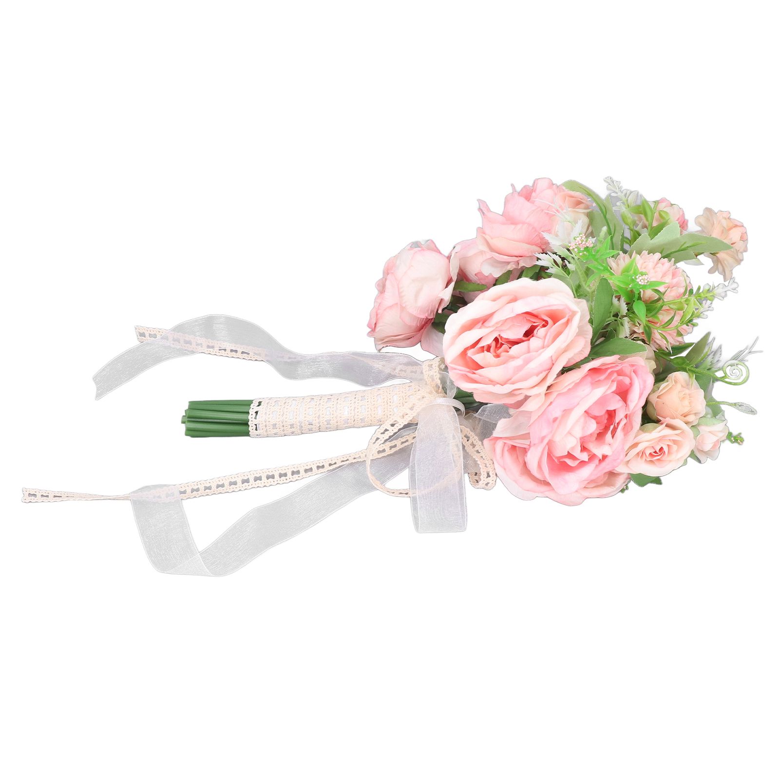 Wedding Bouquet Fake Rose Flower Holding Bunch for Decoration Photography Art Photo Pink - Image 7