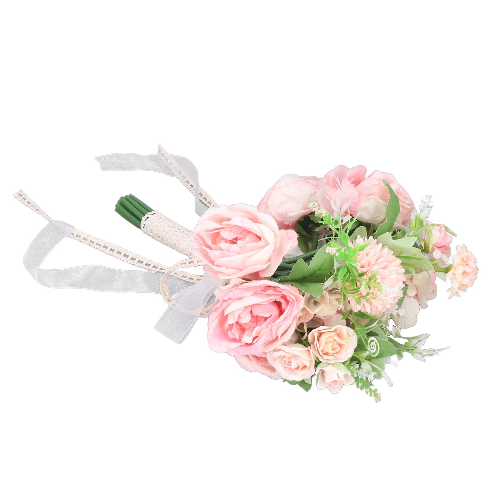 Wedding Bouquet Fake Rose Flower Holding Bunch for Decoration Photography Art Photo Pink - Image 8