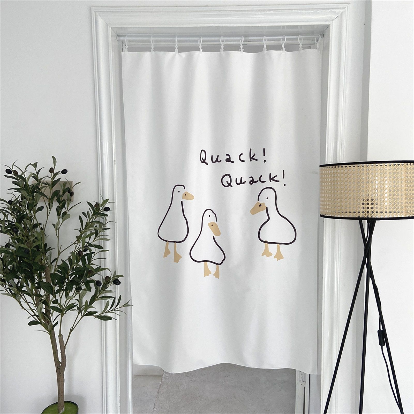 Door Curtain Cute Decorative Cartoon Doorway Divider Cloth for Bedroom Closet Dormitory Kitchen Little White Duck - Image 2