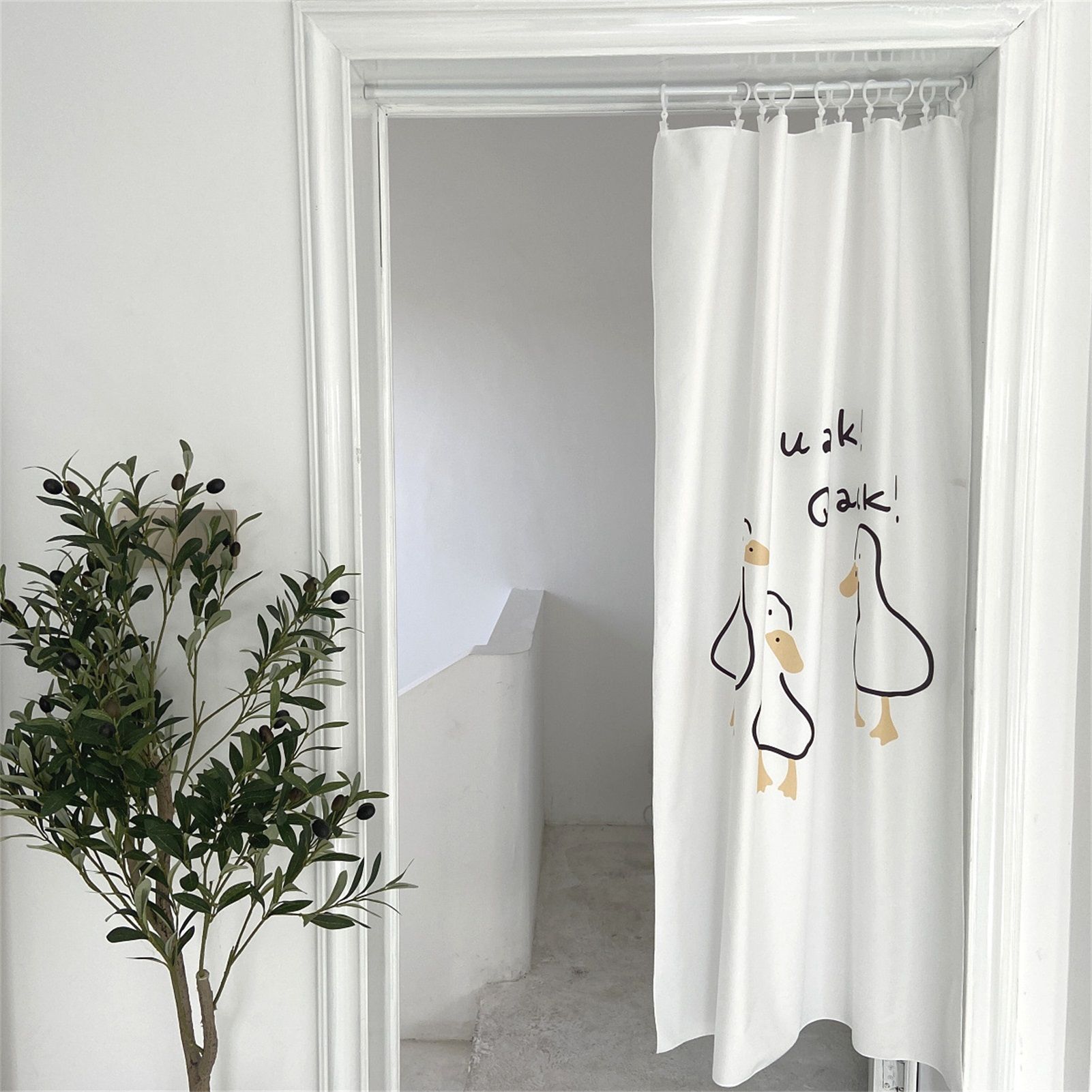 Door Curtain Cute Decorative Cartoon Doorway Divider Cloth for Bedroom Closet Dormitory Kitchen Little White Duck - Image 4