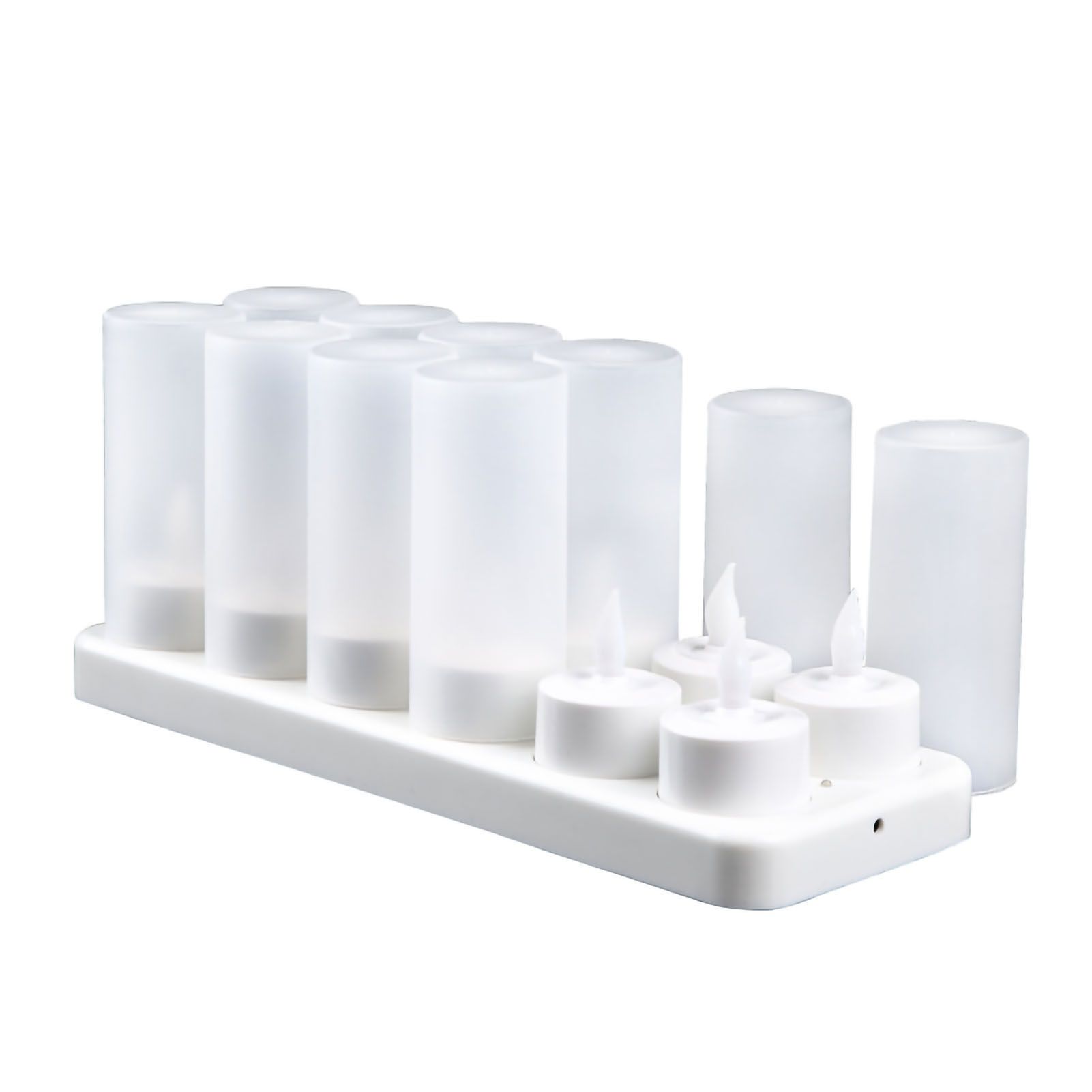 LED Candles Light Rechargeable Lifelike Decorative Electronic Candles for Party Wedding Living Room 12 Mounts with Cups, Yellow Light Flashing - Image 1