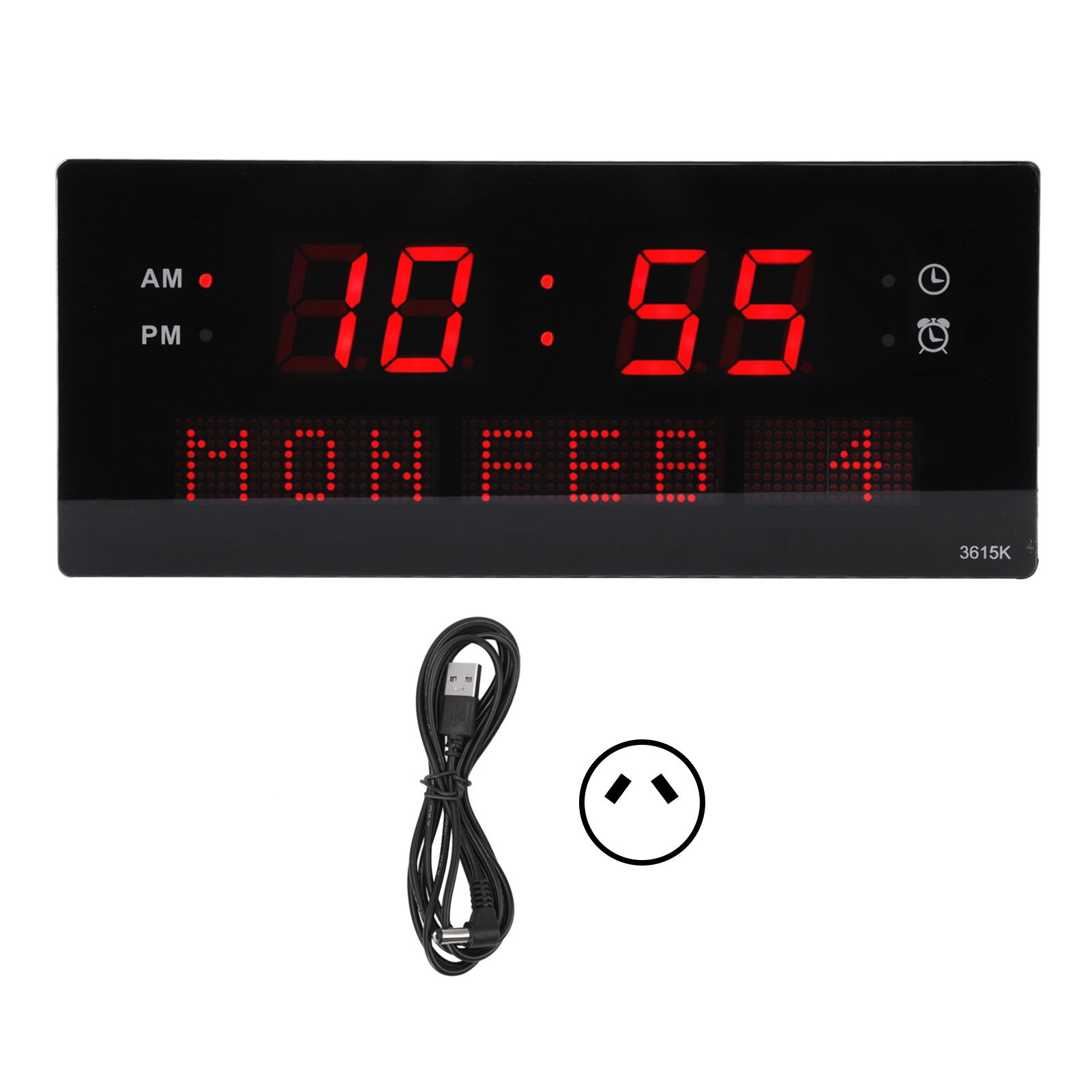 LED Wall Clock Decorative Black Frame Elegant Style Hanging Holes Digital Display Electric Desk Clock 100 to 240V AU Plug - Image 1