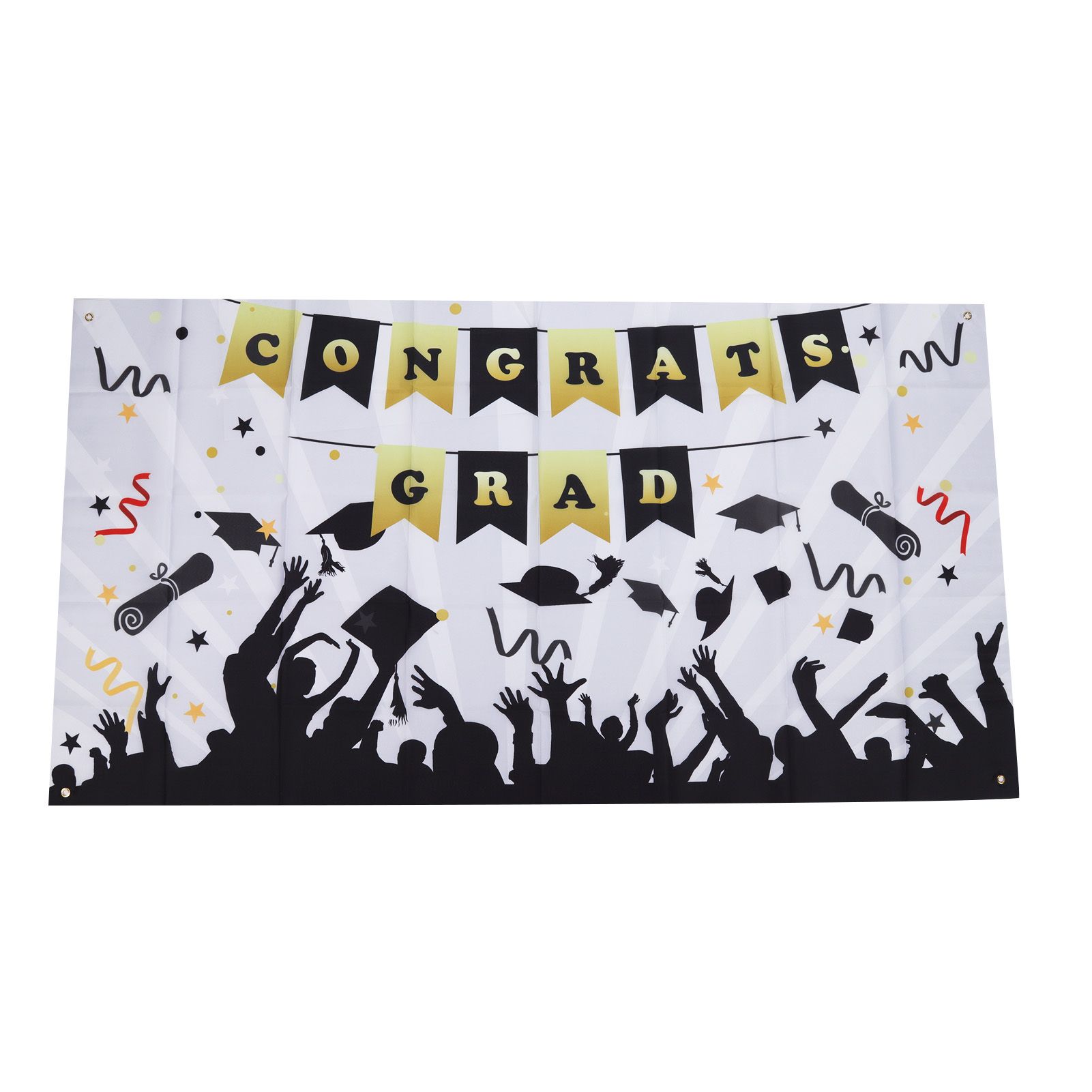 Graduation Banner Approx 71x38in Durable Polyester Fabric Fadeless Color 4 Eyelets Congrats Grad Banner for Graduation 005 - Image 1