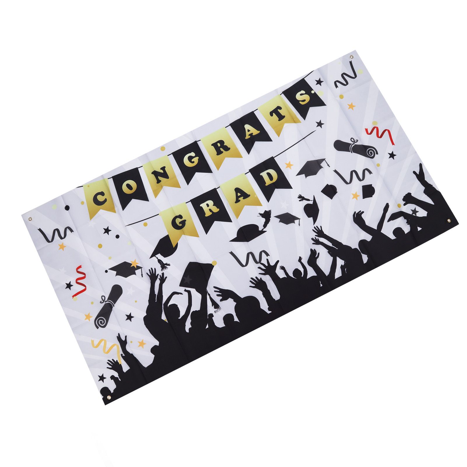 Graduation Banner Approx 71x38in Durable Polyester Fabric Fadeless Color 4 Eyelets Congrats Grad Banner for Graduation 005 - Image 5