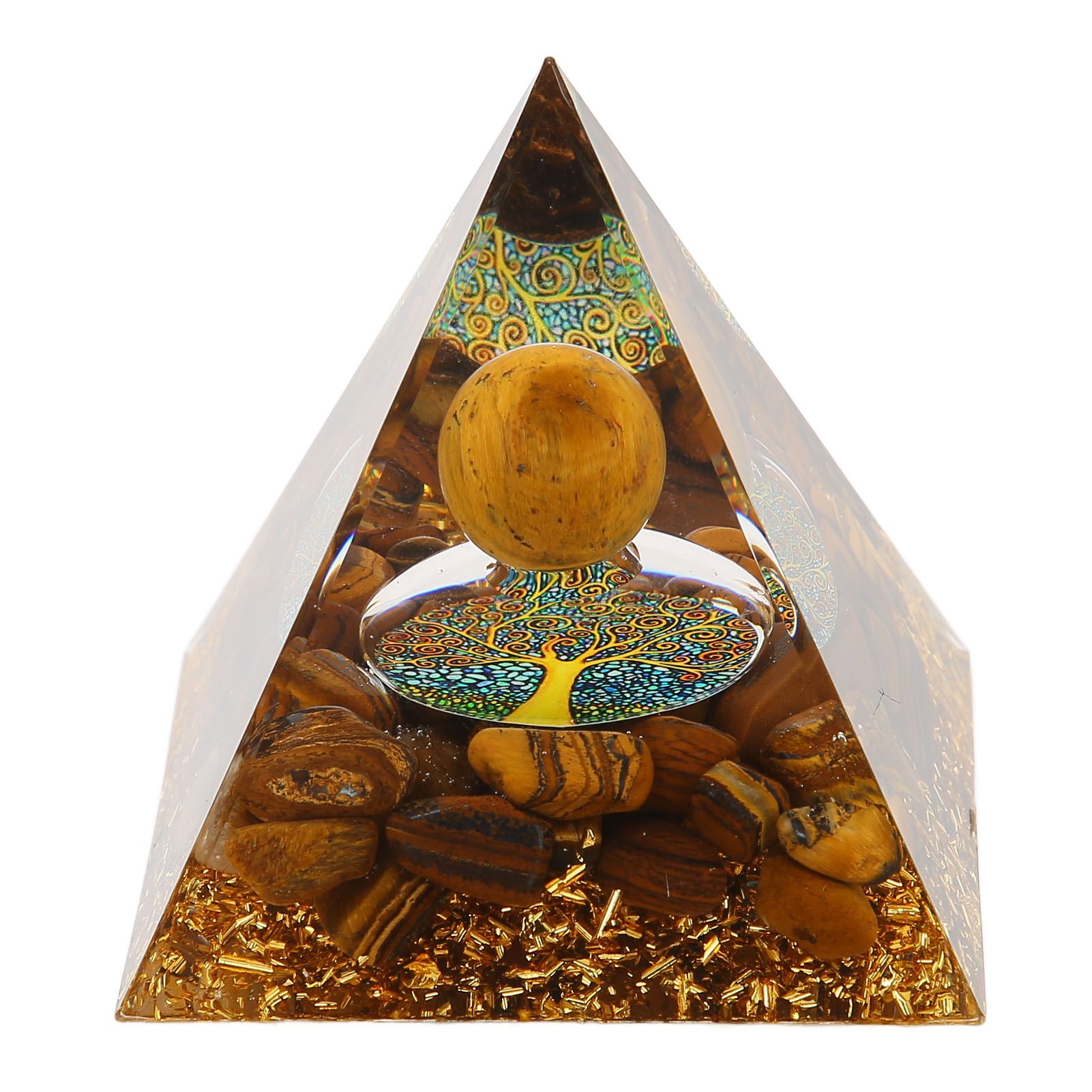 Pyramid Ornament Natural Gravel Triangular Lucky Improving Mood Pyramid Positive Energy Decoration for Bookshelf - Image 1