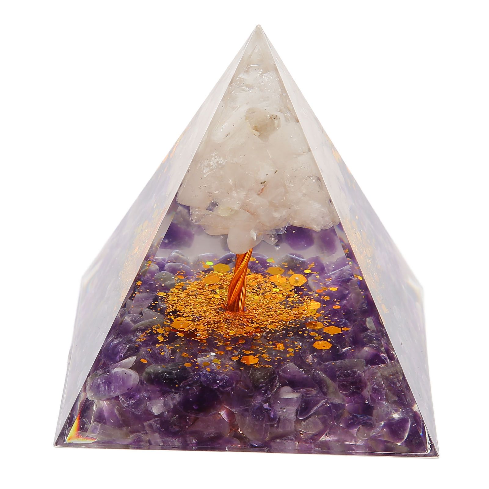 Pyramid Epoxy Ornament Good Durability Exquisite Workmanship Gravel Pyramid Power Stone for Living Room Bedroom Office - Image 1