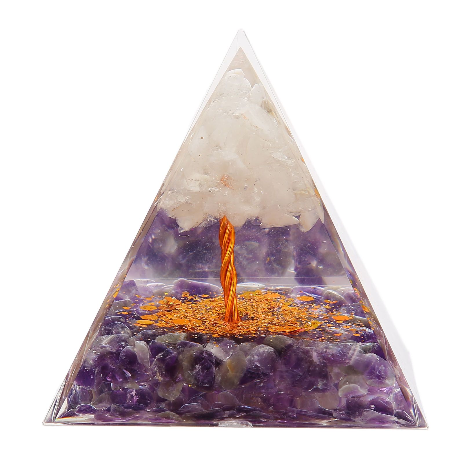 Pyramid Epoxy Ornament Good Durability Exquisite Workmanship Gravel Pyramid Power Stone for Living Room Bedroom Office - Image 2