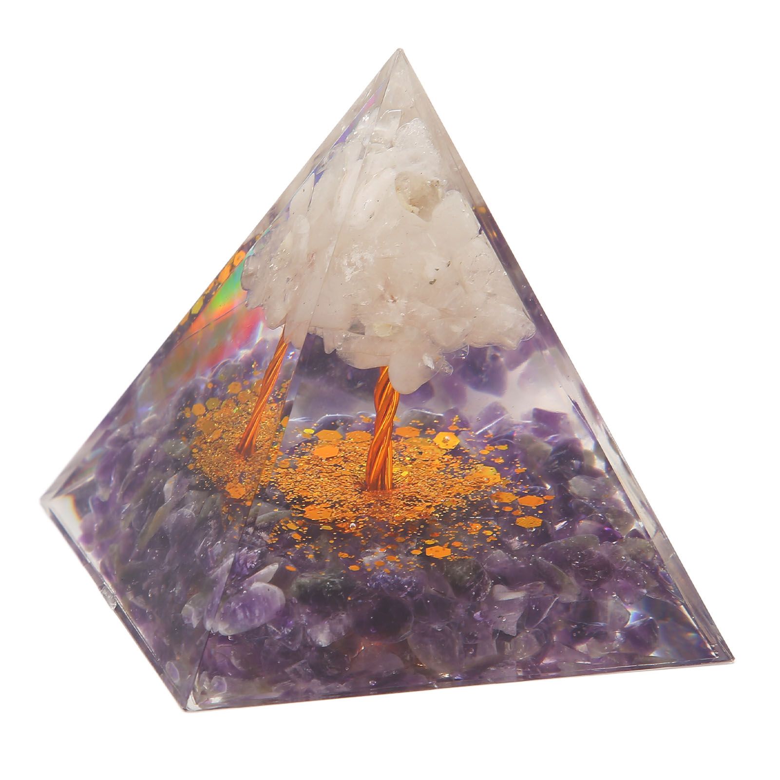 Pyramid Epoxy Ornament Good Durability Exquisite Workmanship Gravel Pyramid Power Stone for Living Room Bedroom Office - Image 3