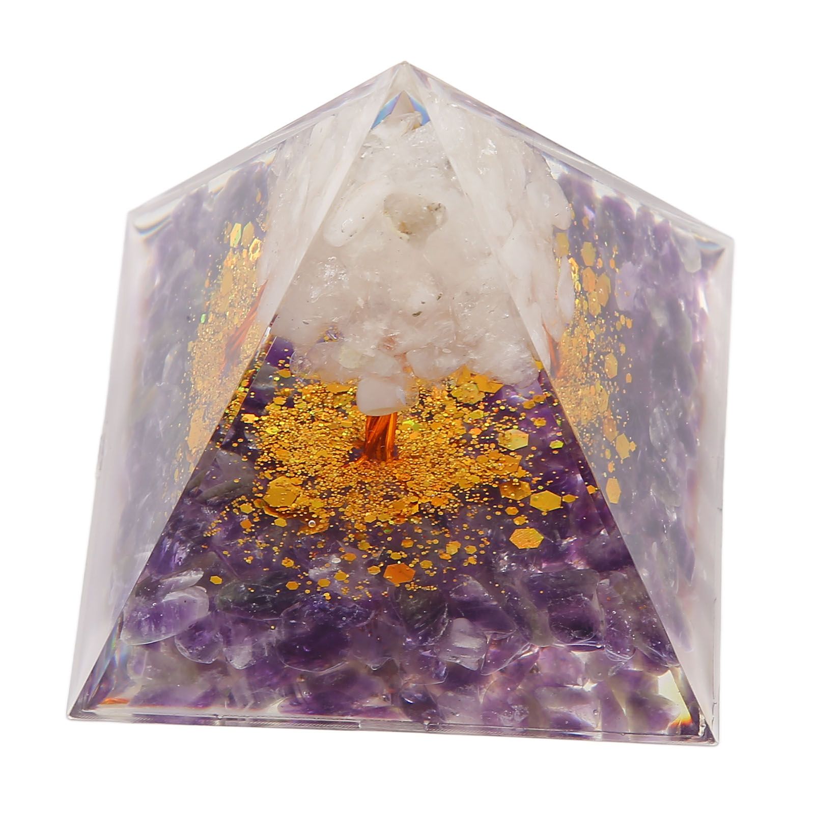 Pyramid Epoxy Ornament Good Durability Exquisite Workmanship Gravel Pyramid Power Stone for Living Room Bedroom Office - Image 4