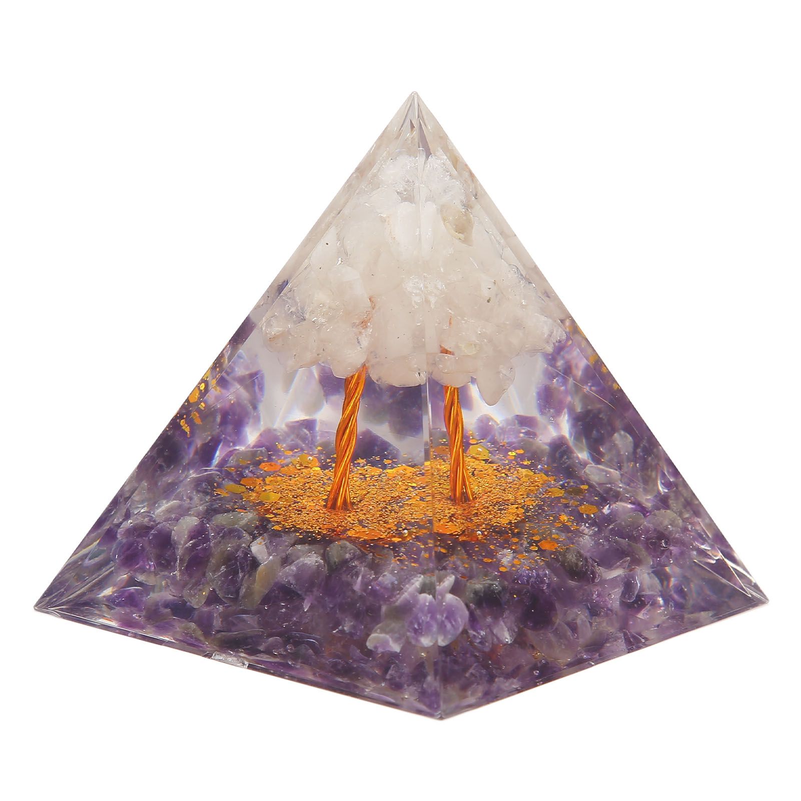 Pyramid Epoxy Ornament Good Durability Exquisite Workmanship Gravel Pyramid Power Stone for Living Room Bedroom Office - Image 8