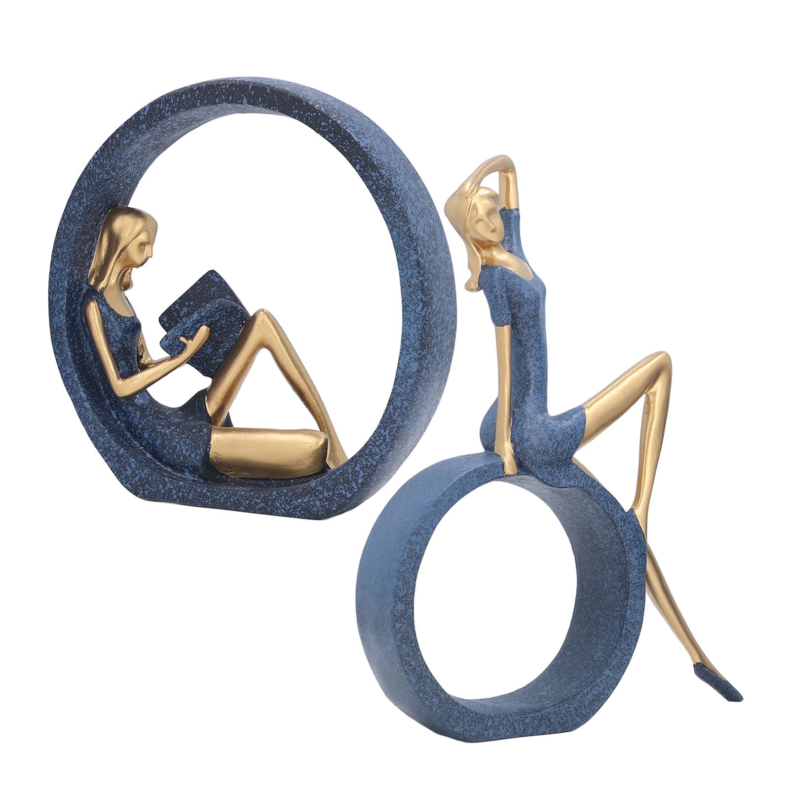 2pcs Reading Woman Sculpture Yoga Girl Statue Resin Hand Crafted Vivid Shape Resin Decoration for Office Desktop Hallway - Image 3